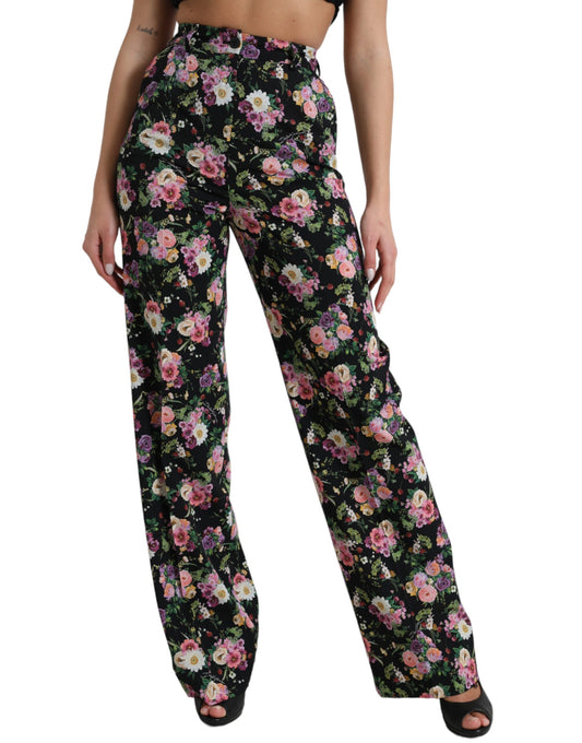 Dolce & Gabbana Floral High Waist Wide Leg Pants IT40 | S