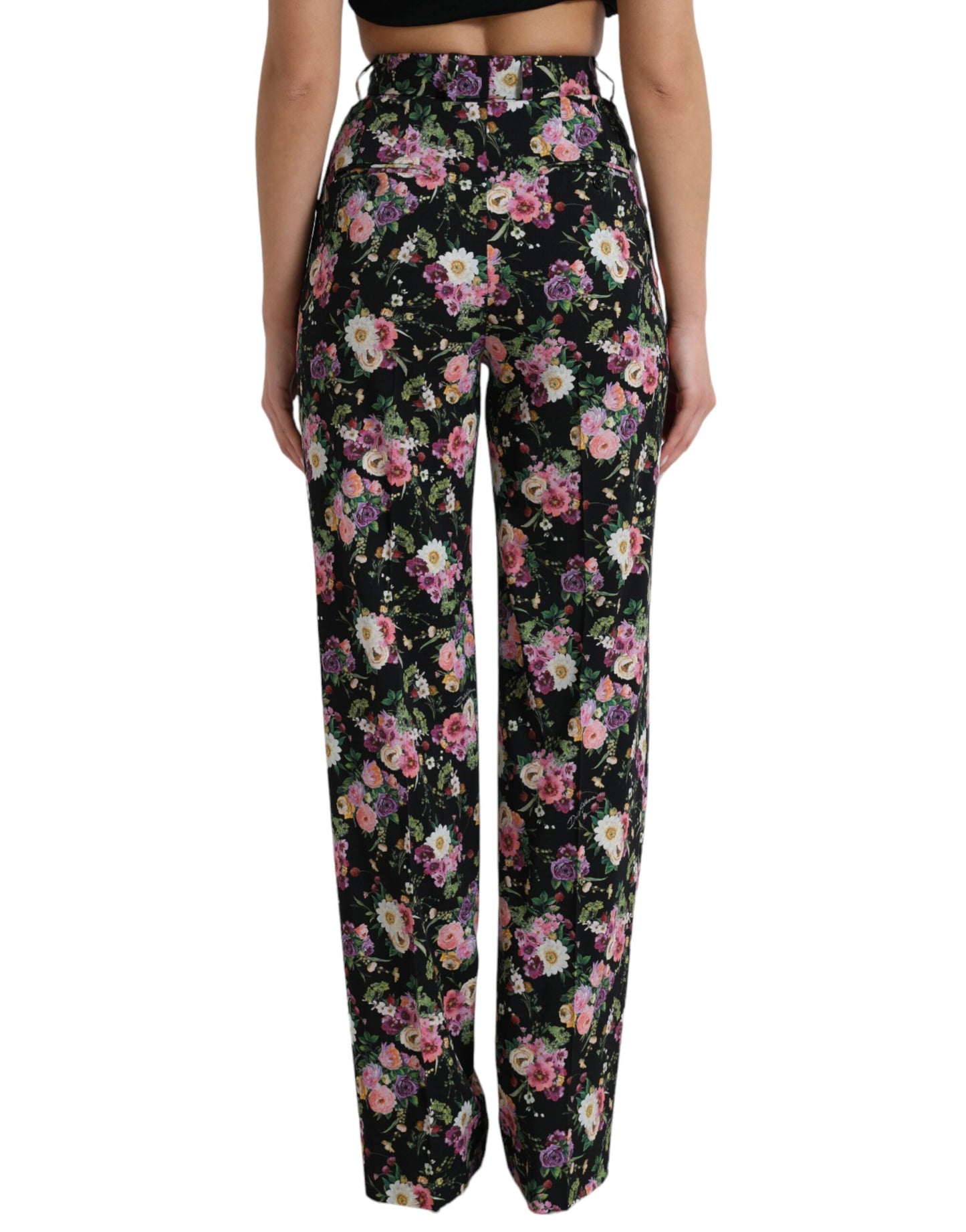 Dolce & Gabbana Floral High Waist Wide Leg Pants IT40 | S