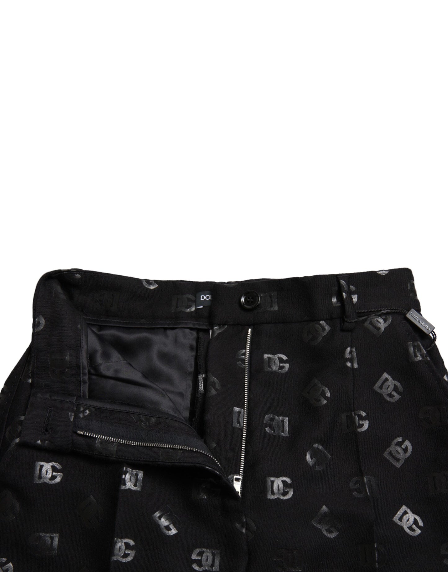 Dolce & Gabbana Chic High Waist Straight Pants with Logo Print IT40 / S