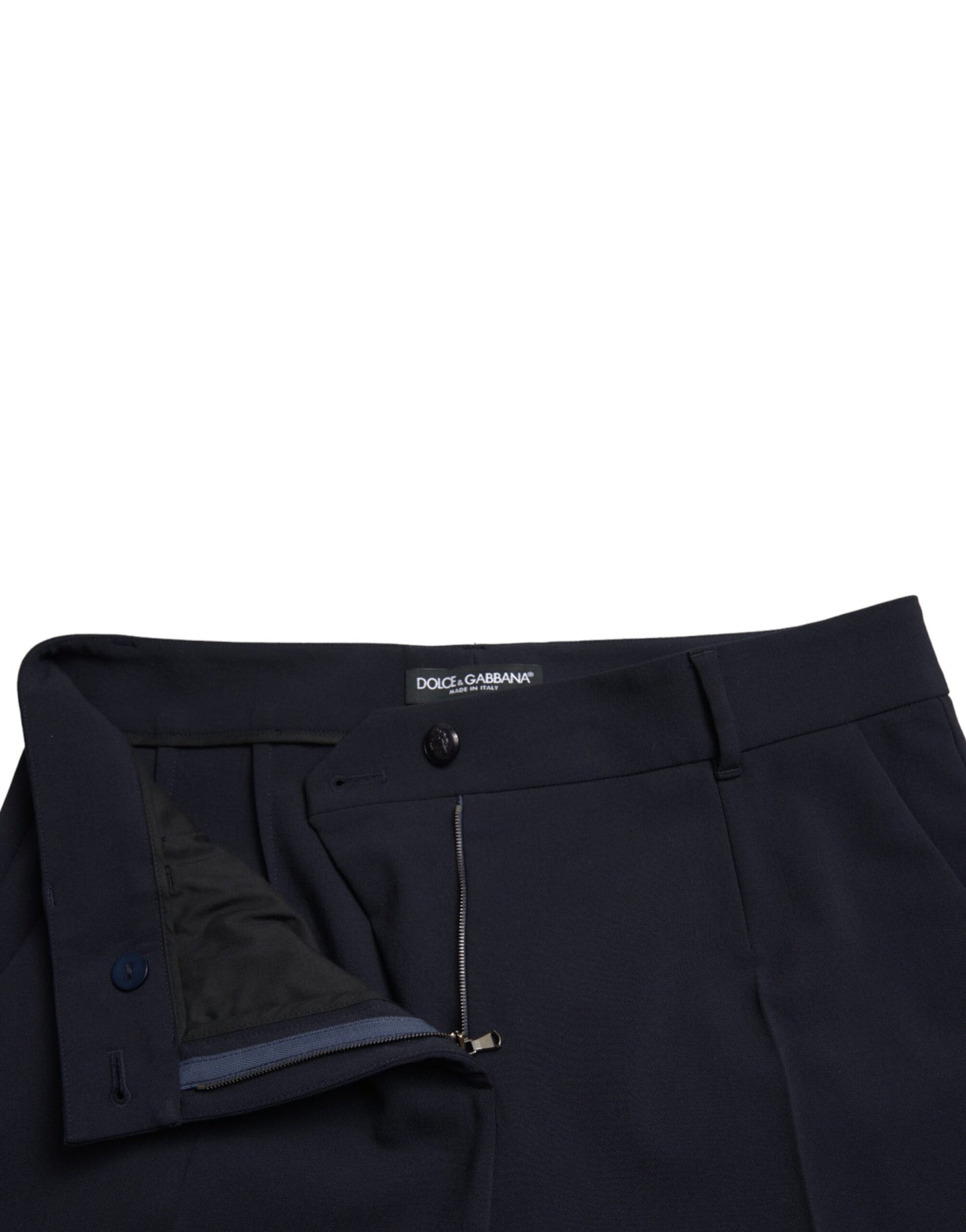 Dolce & Gabbana Elegant Mid Waist Tapered Pants in Blue IT42 / M