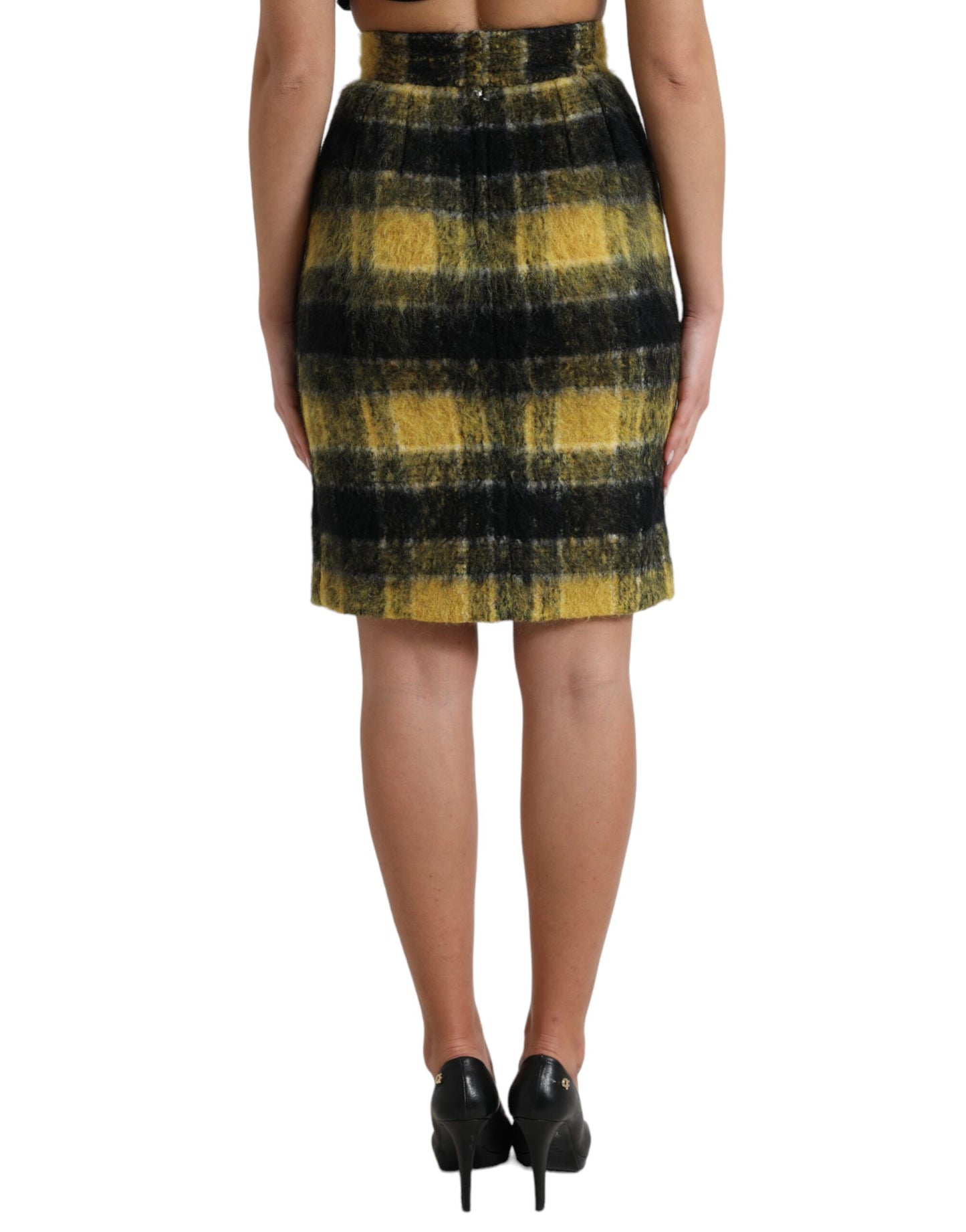 Dolce & Gabbana High Waist Check Print Silk-Lined Mini Skirt IT40 | S