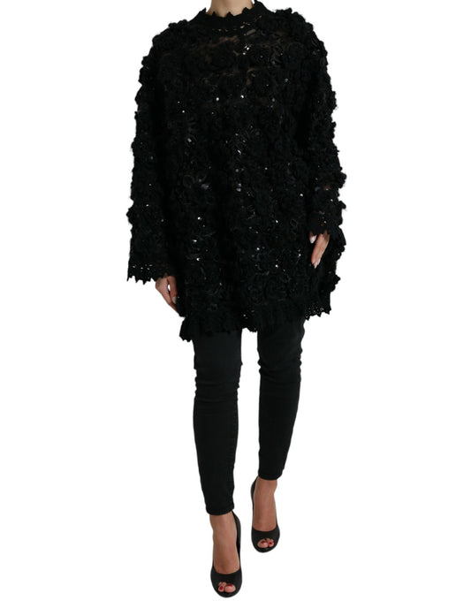 Dolce & Gabbana Sequin Embellished Black Pullover IT40 | S