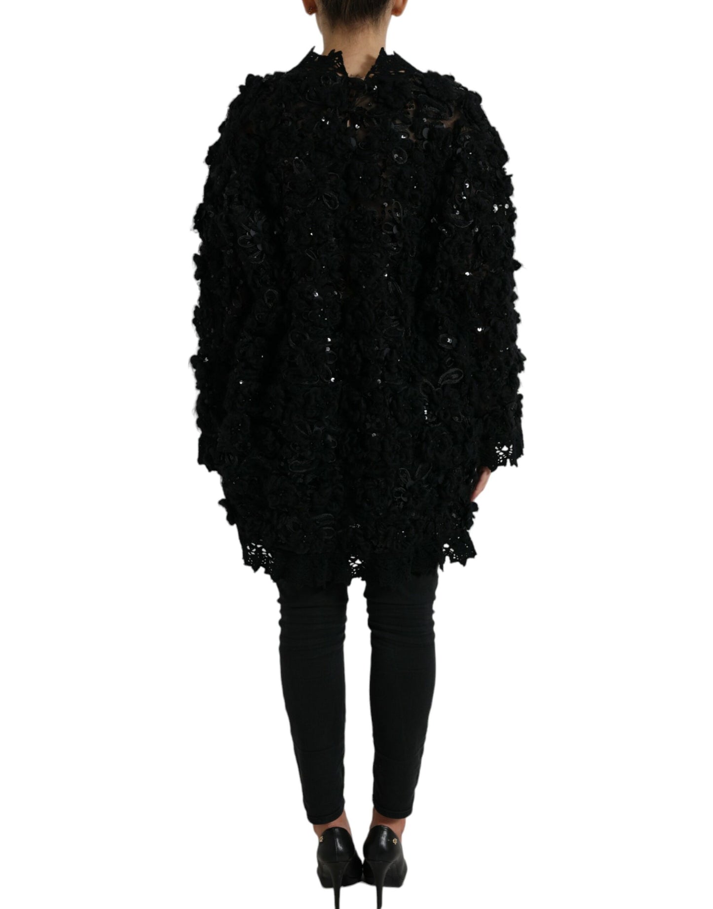 Dolce & Gabbana Sequin Embellished Black Pullover IT40 | S