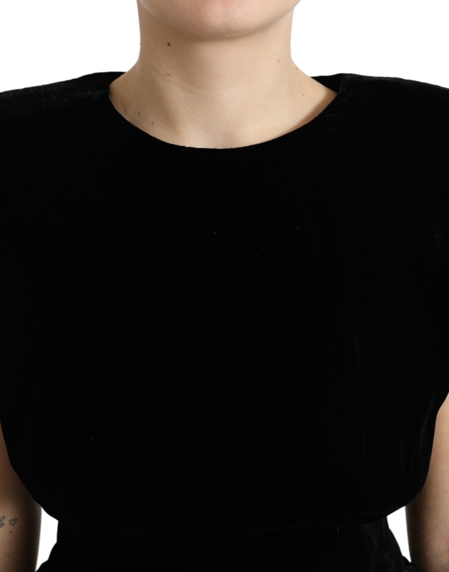 Dolce & Gabbana Velvet Exaggerated Shoulder Top IT40 | S