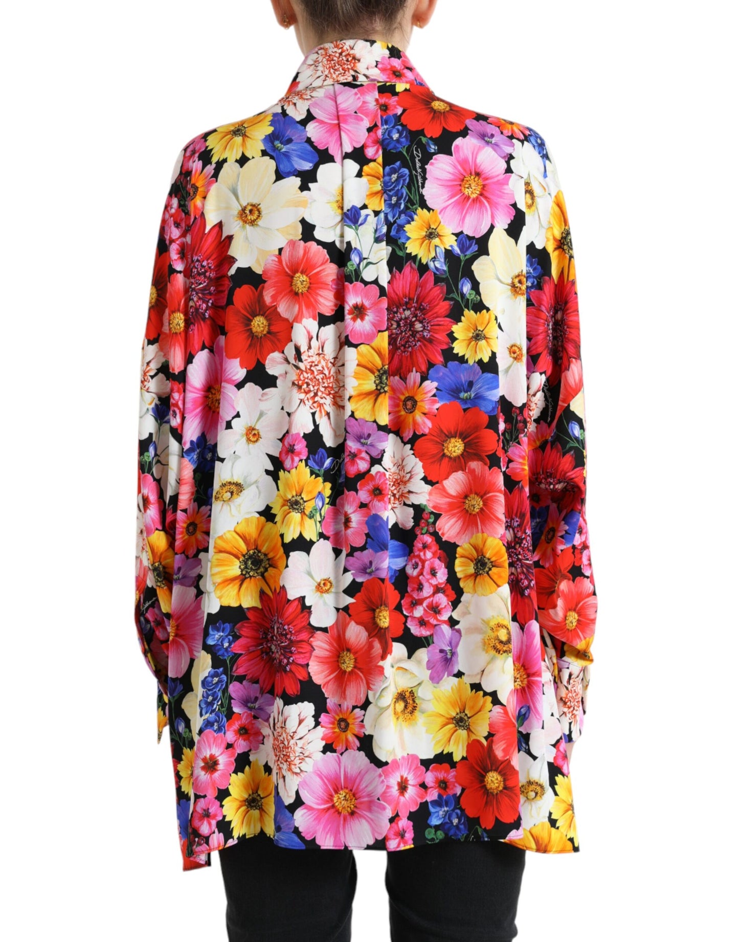 Dolce & Gabbana Floral Silk Blouse with Front Tie Fastening IT40 | S