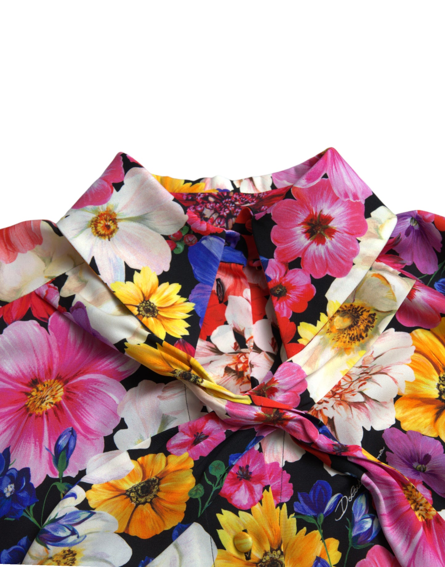 Dolce & Gabbana Floral Silk Blouse with Front Tie Fastening IT40 | S