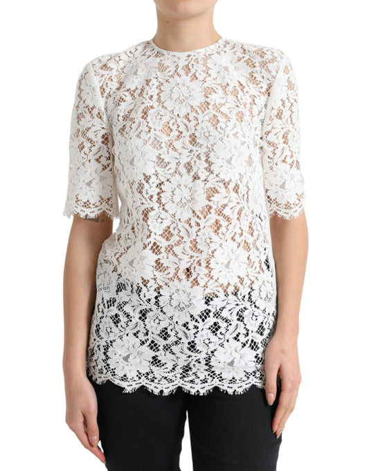 Dolce & Gabbana Elegant White Lace Blouse IT40 | S