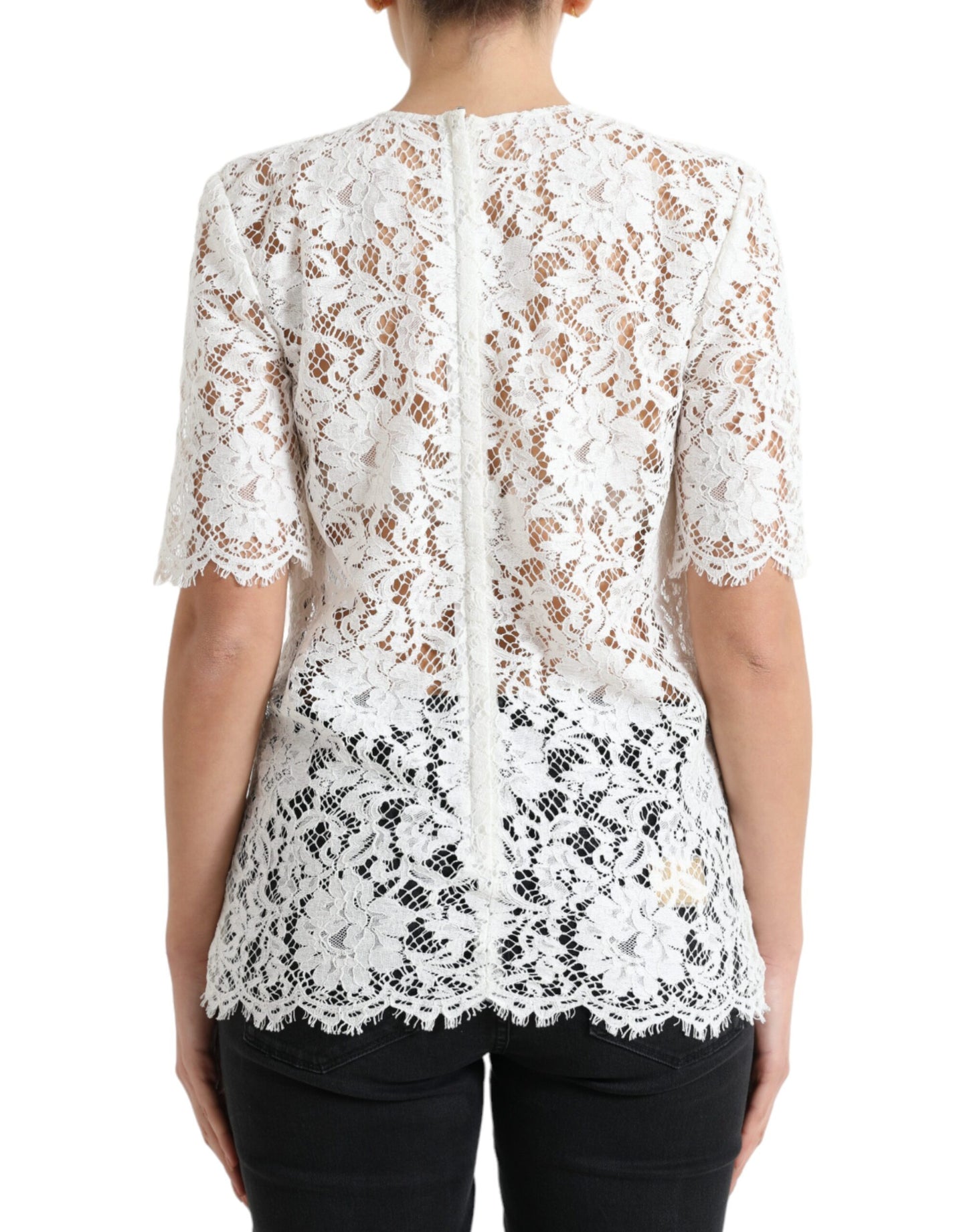 Dolce & Gabbana Elegant White Lace Blouse IT40 | S