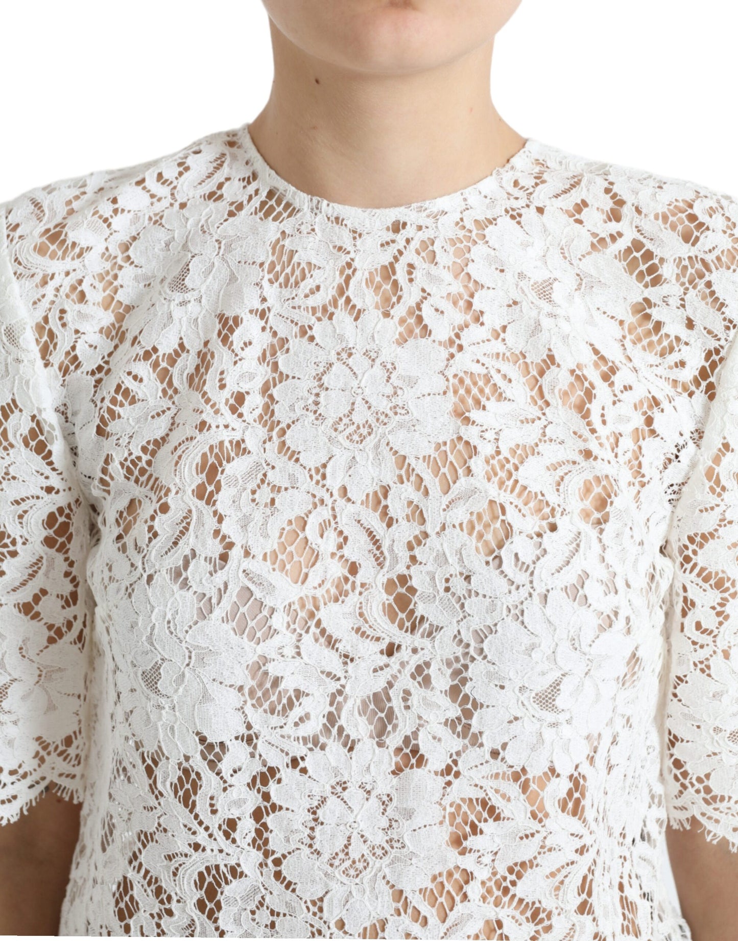 Dolce & Gabbana Elegant White Lace Blouse IT40 | S