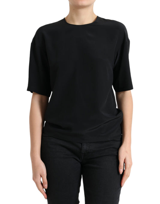 Dolce & Gabbana Elegant Silk Blend Round Neck Blouse IT40 | S