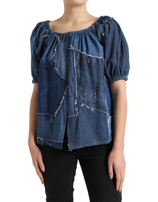 Dolce & Gabbana Elegant Cotton Denim Blouse Top IT40 | S