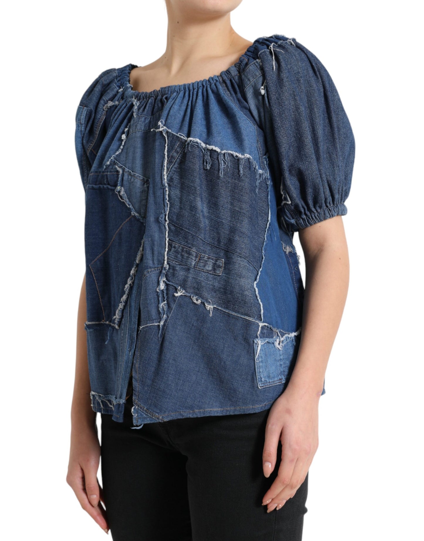 Dolce & Gabbana Elegant Cotton Denim Blouse Top IT40 | S