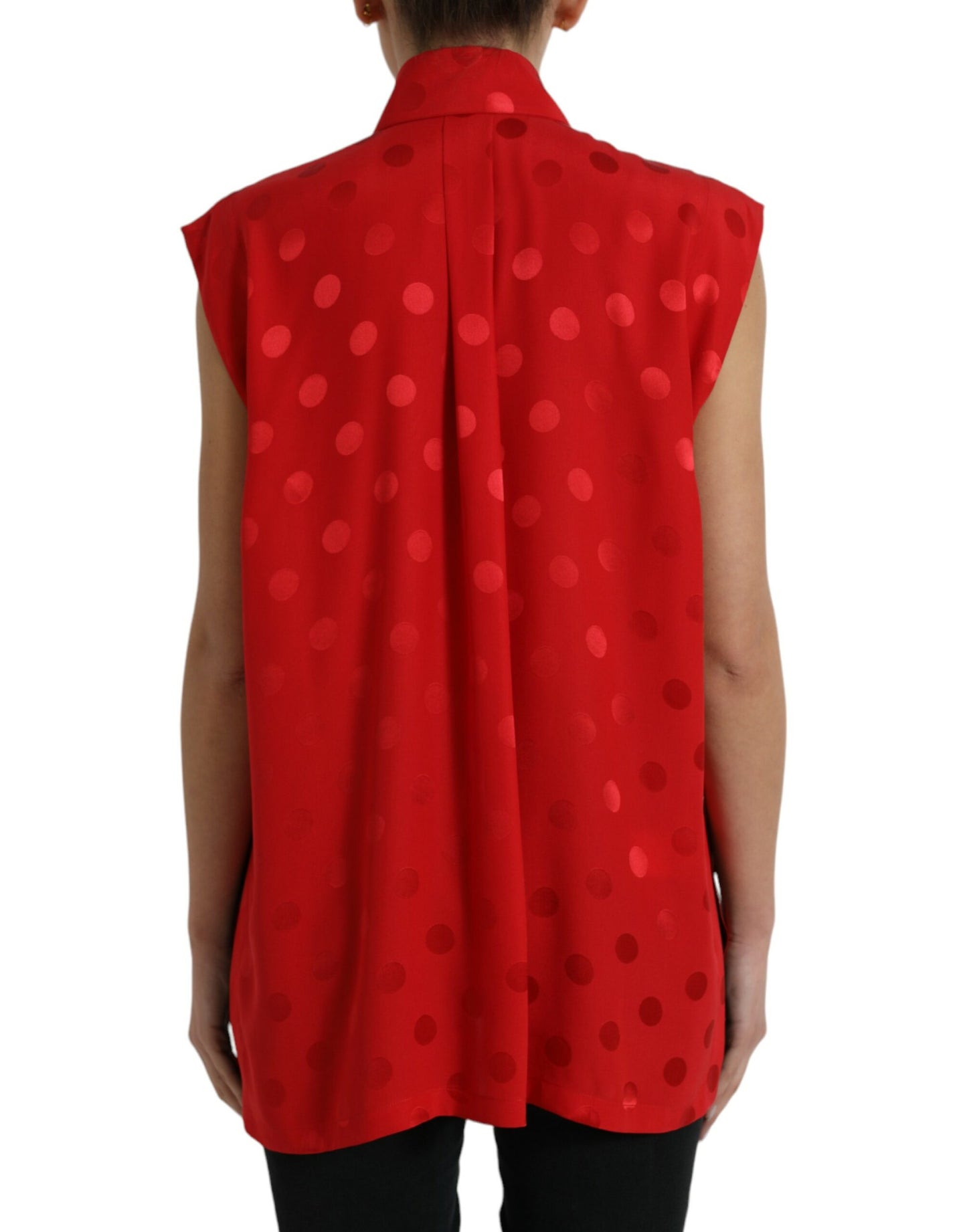 Dolce & Gabbana Elegant Polka Dot Sleeveless Silk Blouse IT40 | S