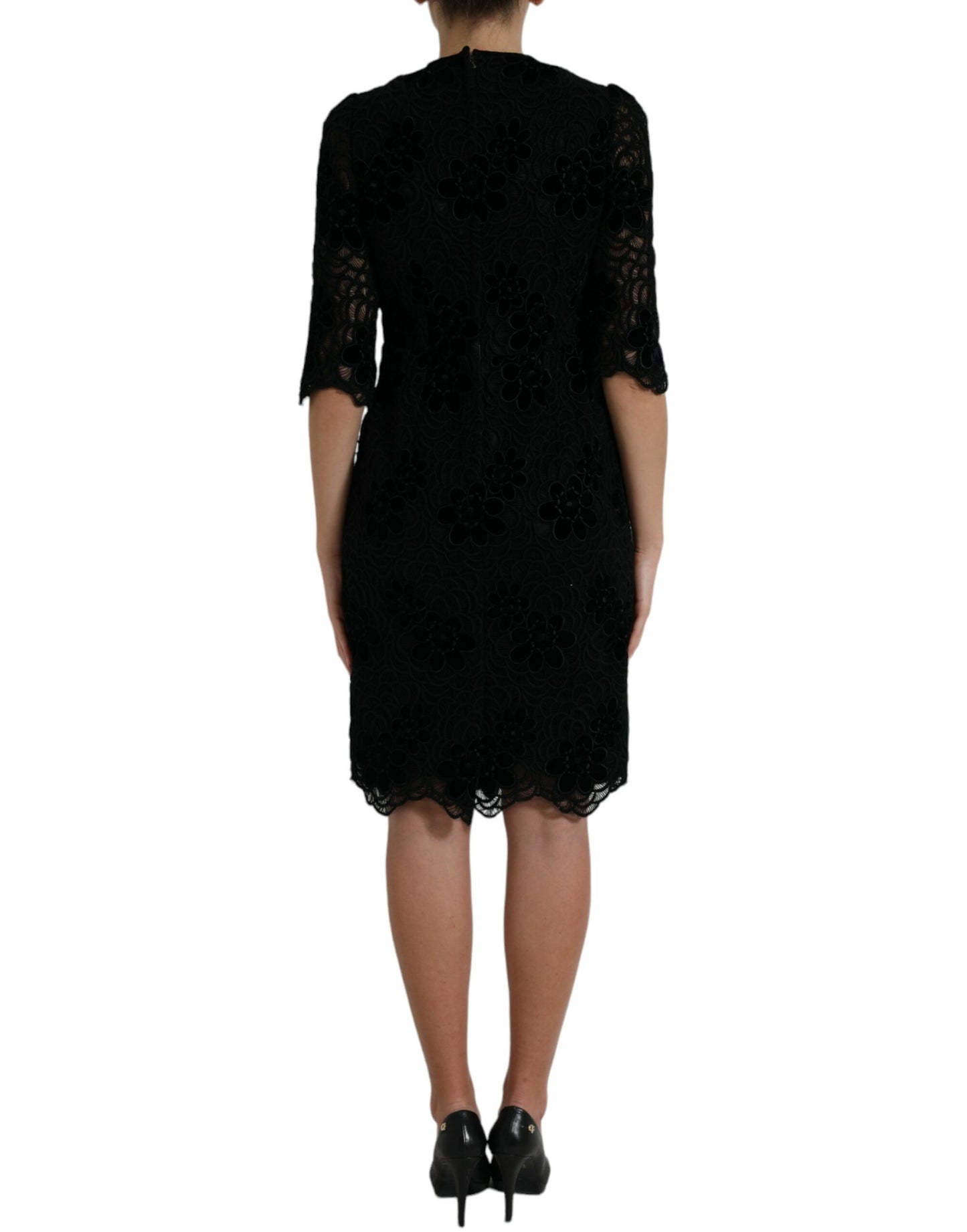 Dolce & Gabbana Elegant Floral Lace Sheath Dress IT40 | S