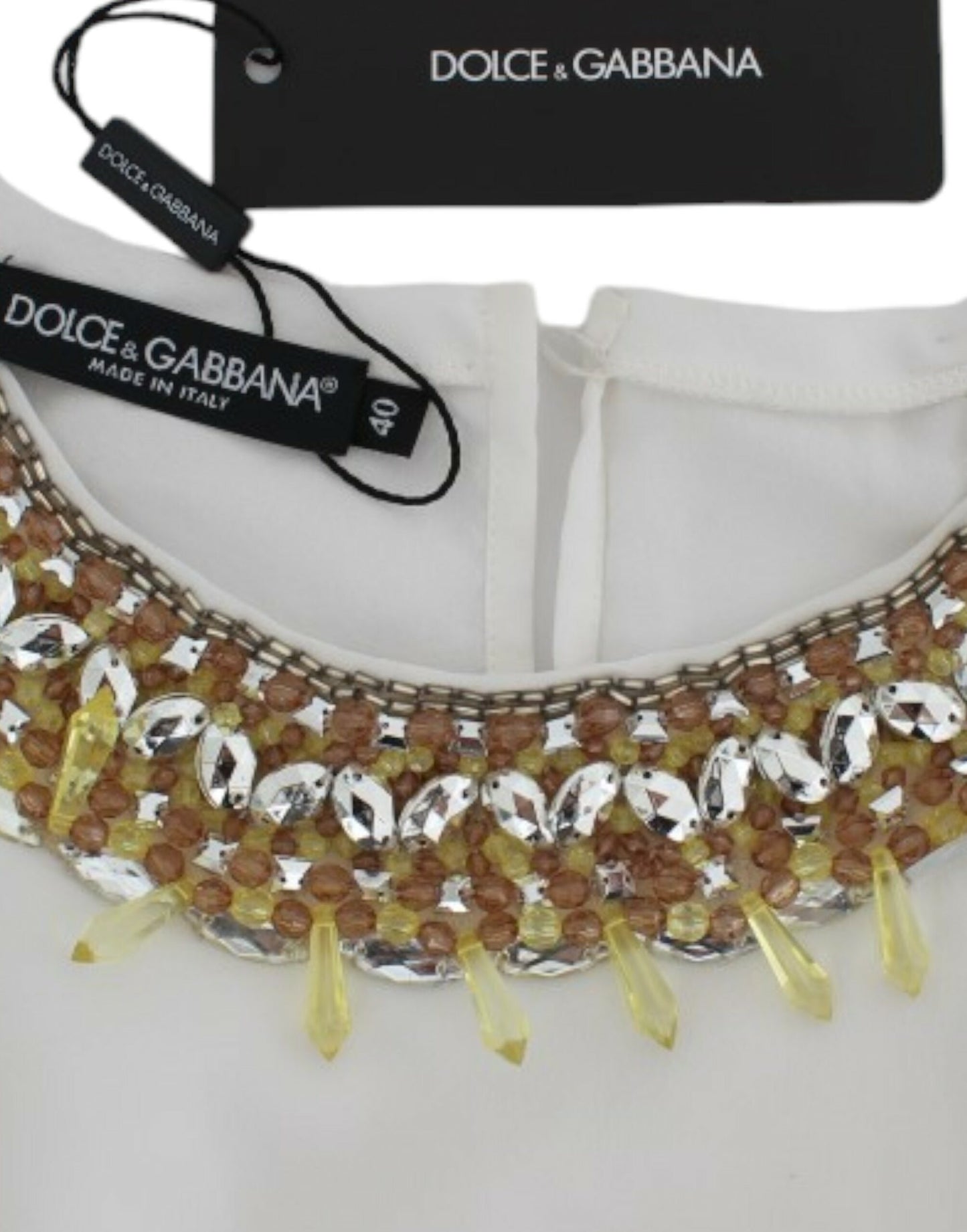 Dolce & Gabbana Elegant Sleeveless Silk Blouse with Crystal Embellishment IT40 | S