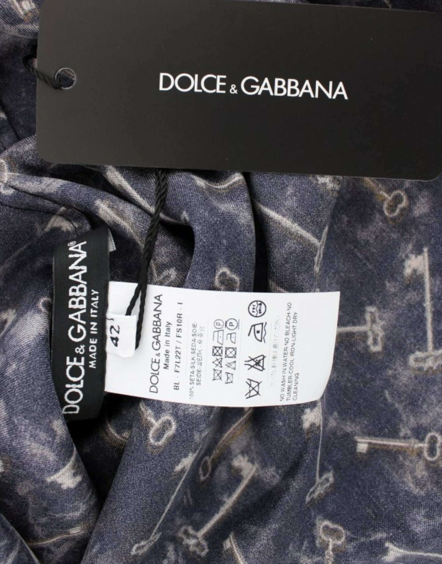 Dolce & Gabbana Enchanted Sicily Silk Blouse with Gold Keys Print IT42 | M