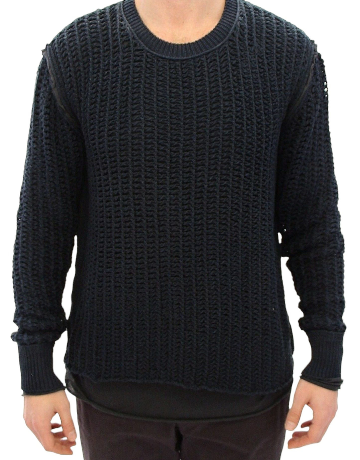 Dolce & Gabbana Elegant Blue and Black Layered Sweater IT48 / M