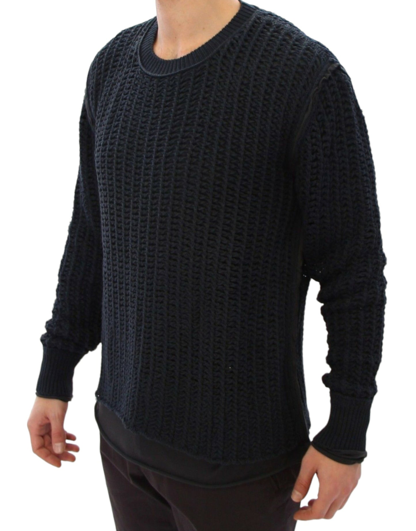 Dolce & Gabbana Elegant Blue and Black Layered Sweater IT48 / M