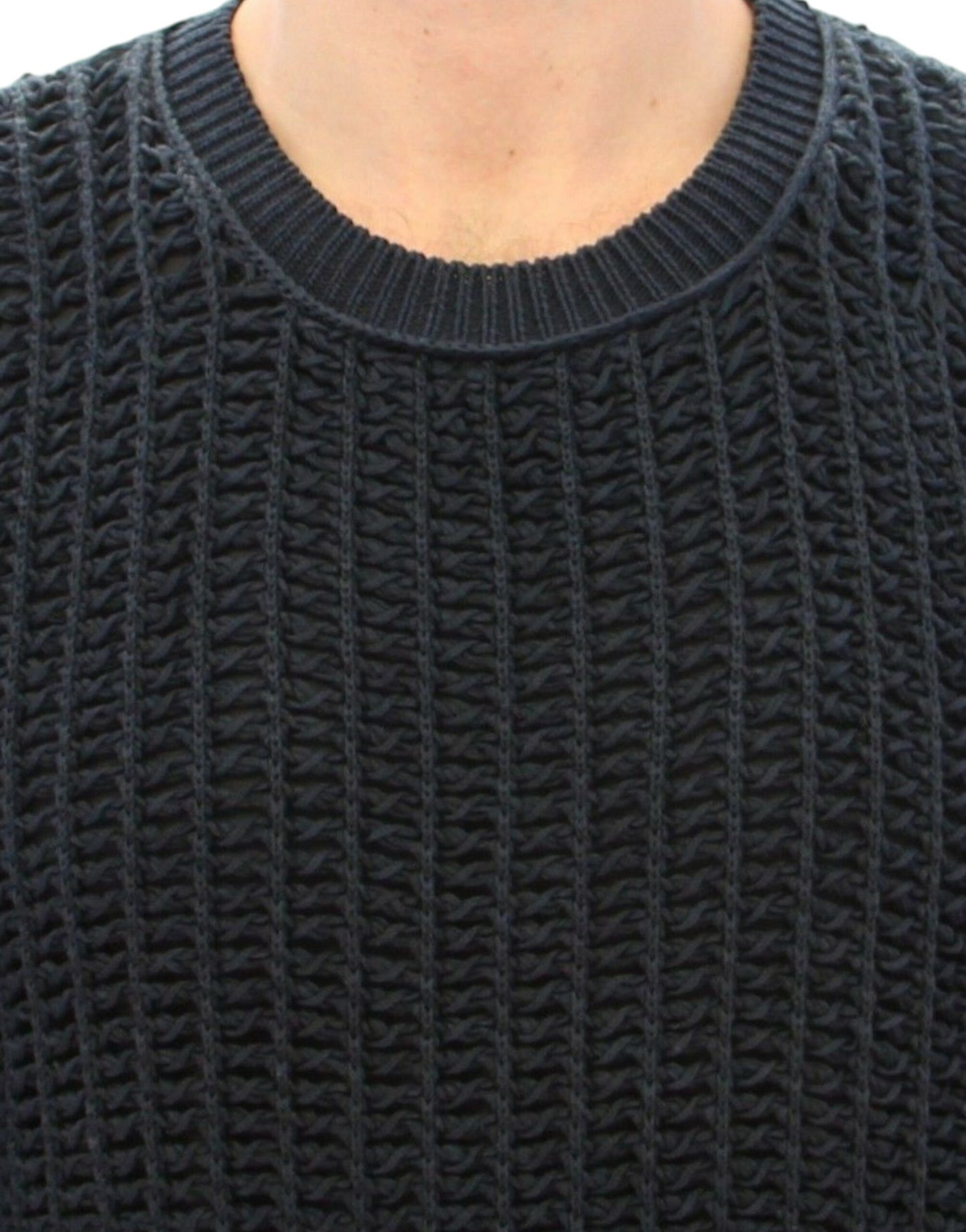 Dolce & Gabbana Elegant Blue and Black Layered Sweater IT48 / M