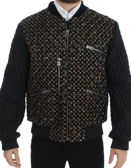 Dolce & Gabbana Elegant Black Sequined Designer Jacket IT48 / M