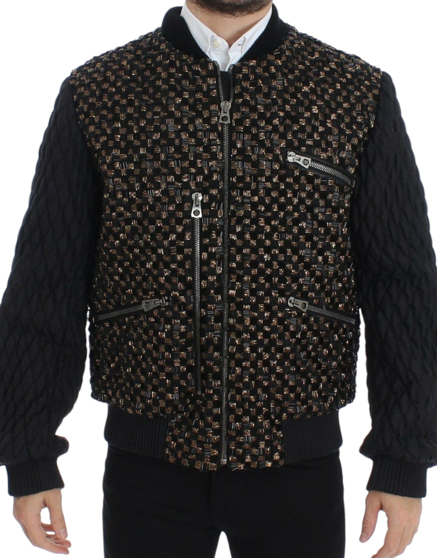 Dolce & Gabbana Elegant Black Sequined Designer Jacket IT48 / M