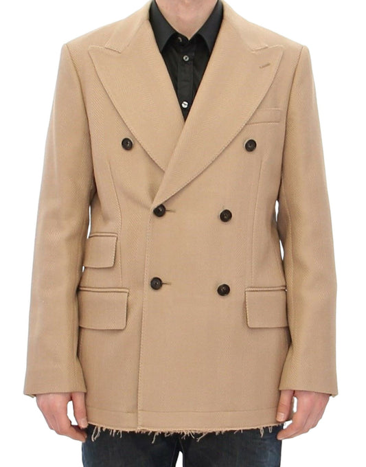 Dolce & Gabbana Elegant Beige Formal Wool Coat IT46 / S