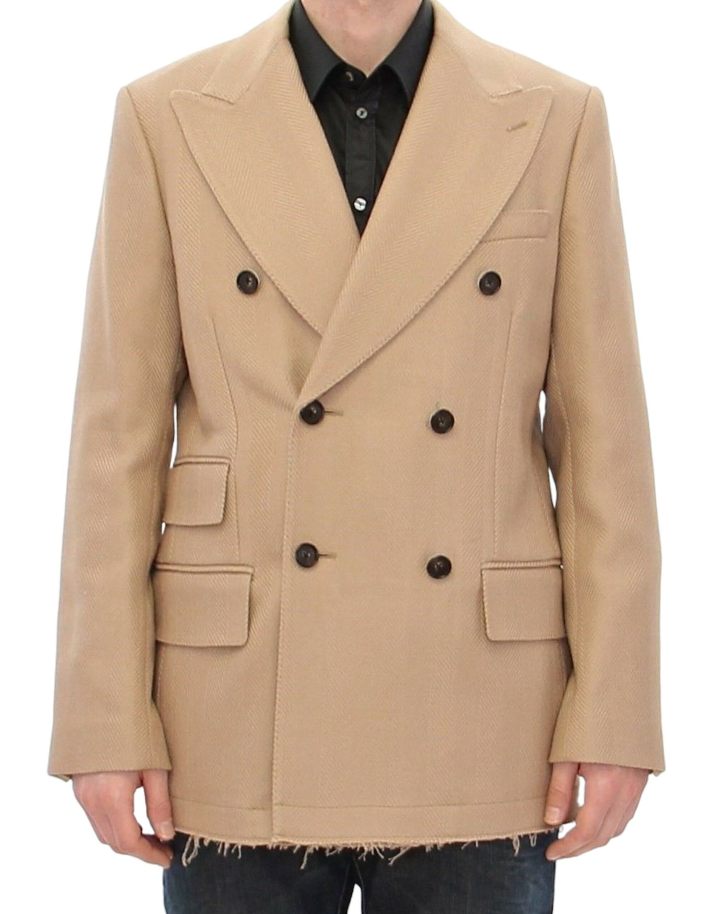 Dolce & Gabbana Elegant Beige Formal Wool Coat IT46 / S