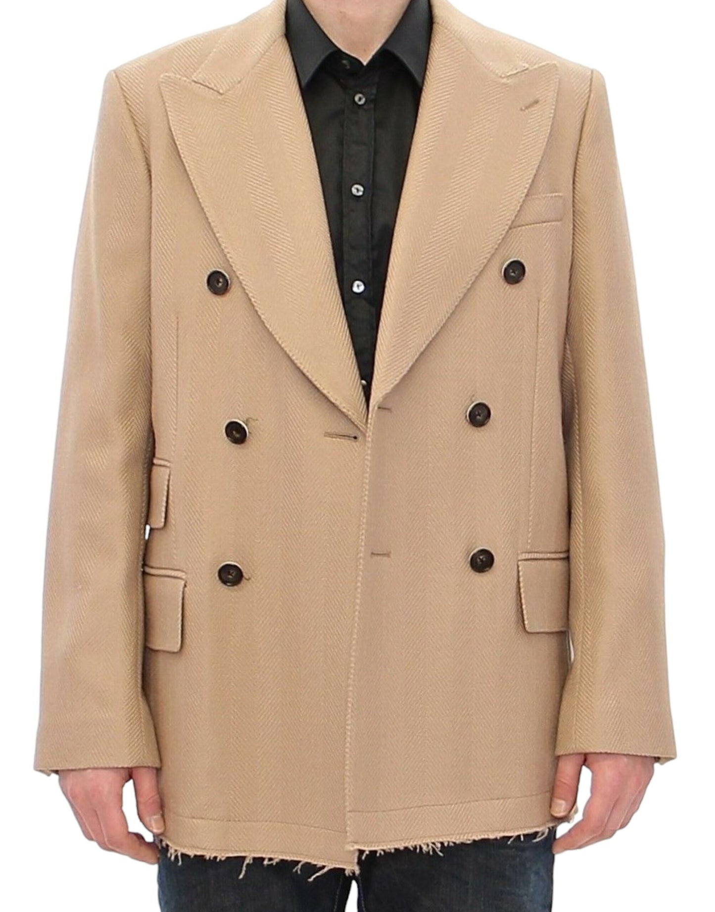 Dolce & Gabbana Elegant Beige Formal Wool Coat IT46 / S