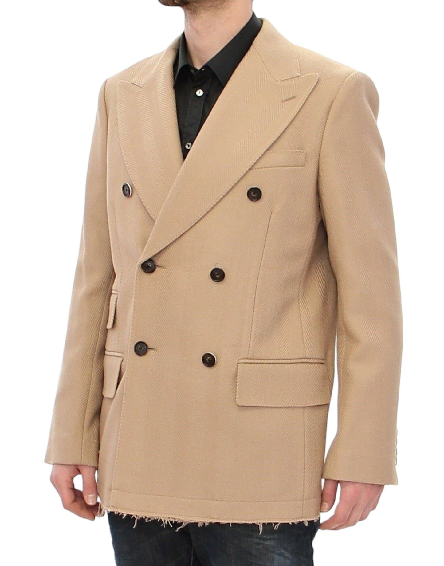 Dolce & Gabbana Elegant Beige Formal Wool Coat IT46 / S