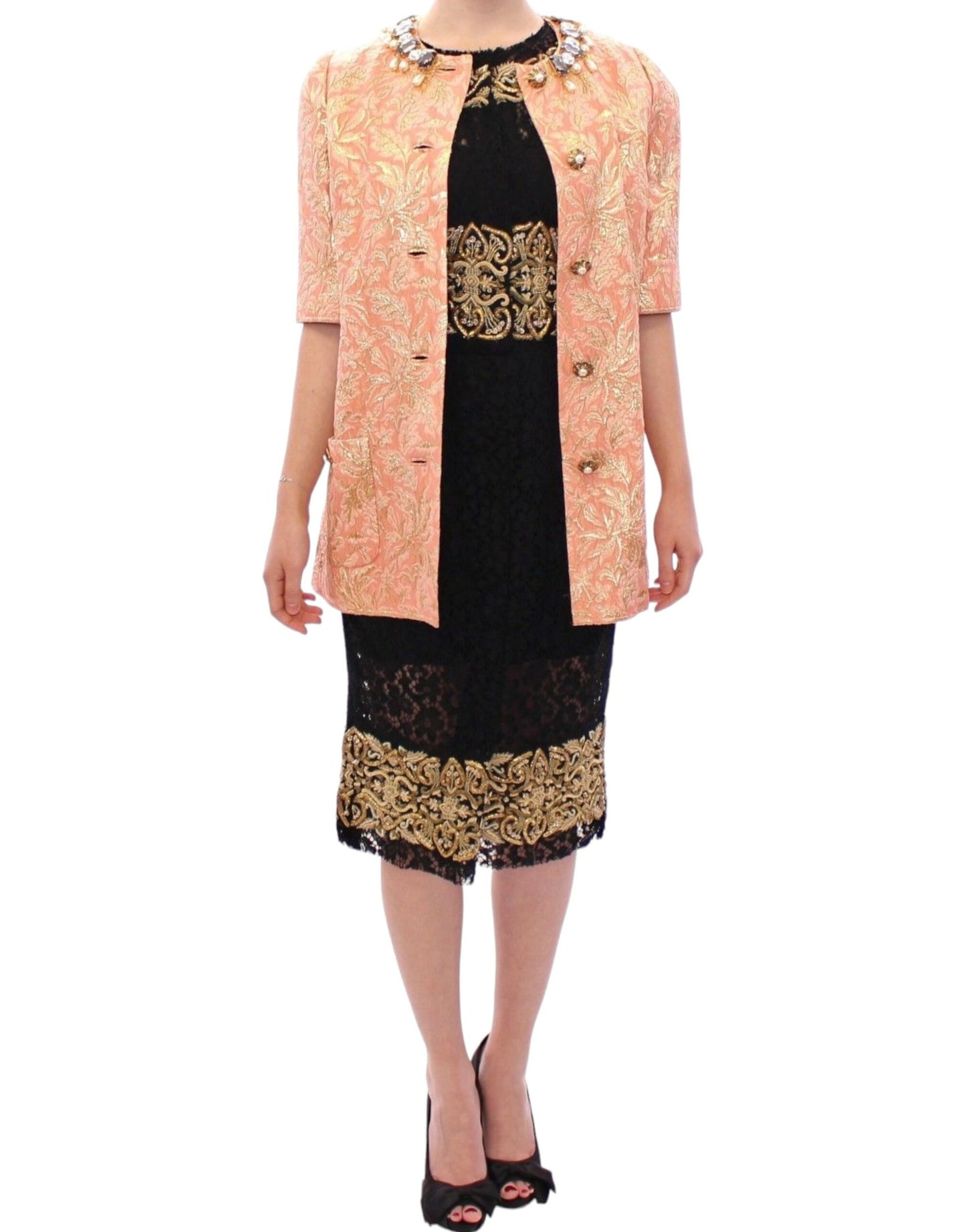 Dolce & Gabbana Exclusive Crystal Brocade Coat Jacket IT40 | S