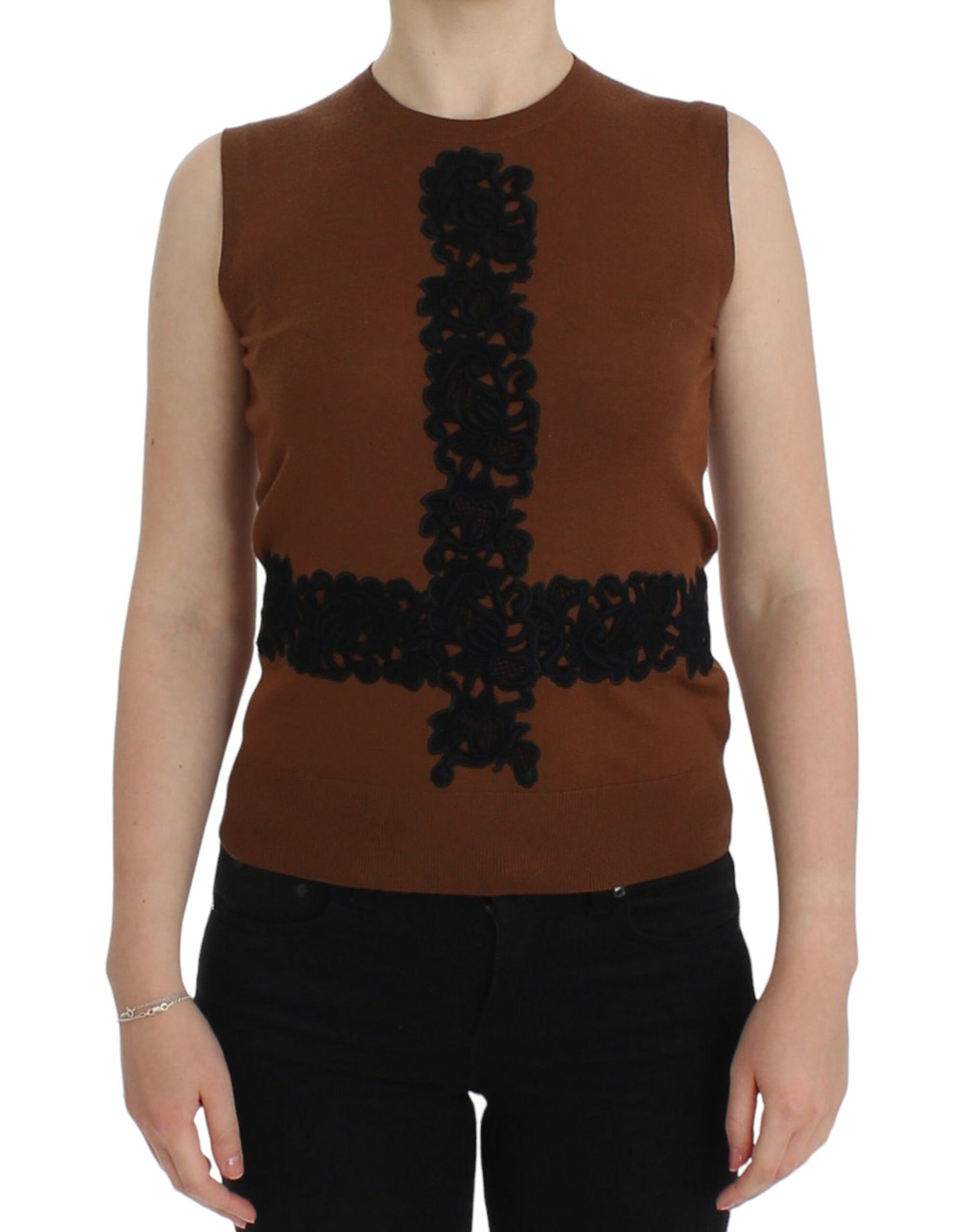 Dolce & Gabbana Timeless Wool and Lace Sleeveless Vest IT38 | XS