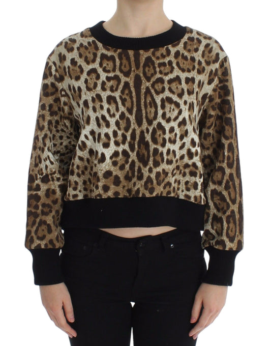 Dolce & Gabbana Elegant Leopard Print Short Sweater Top IT44 | L