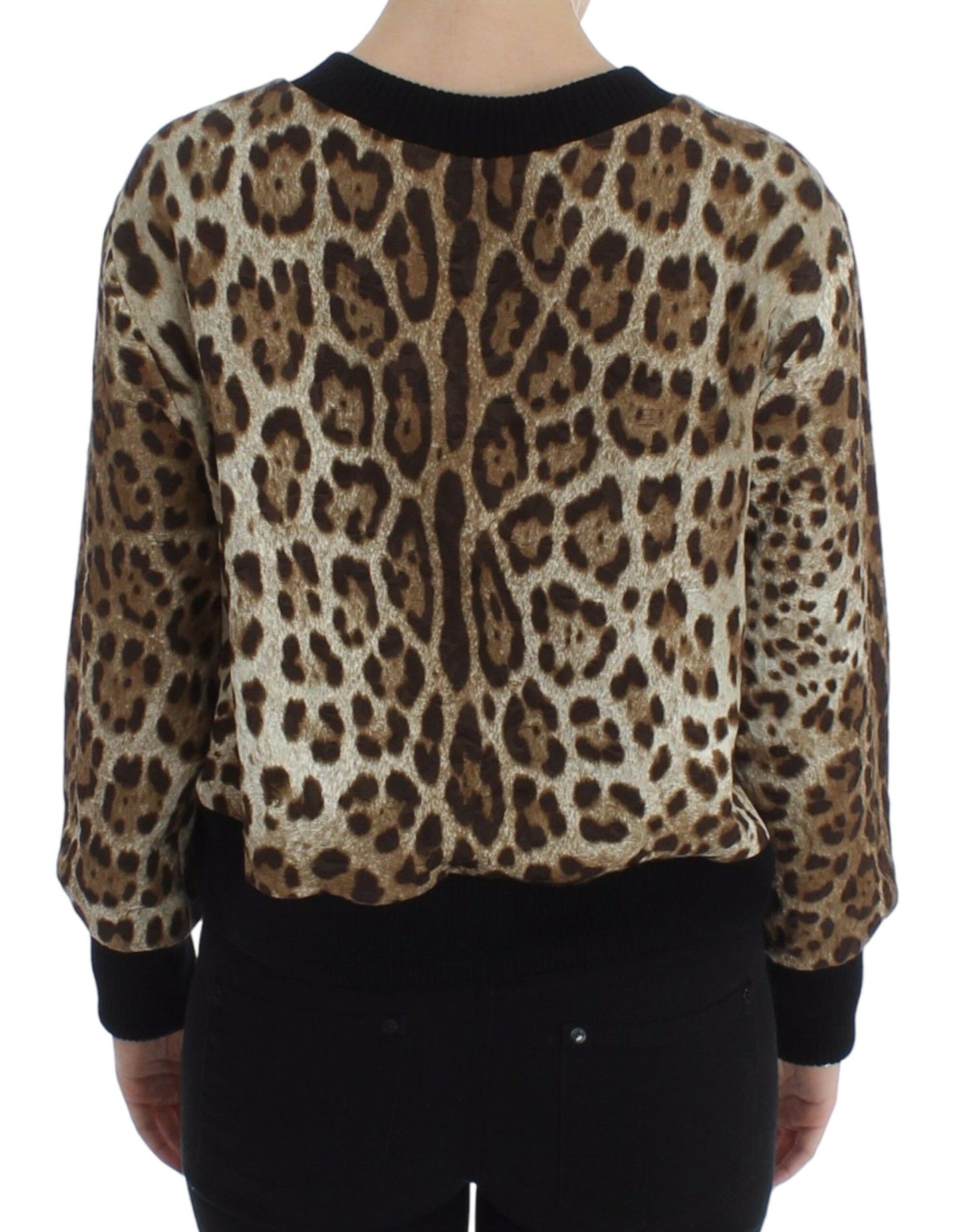 Dolce & Gabbana Elegant Leopard Print Short Sweater Top IT44 | L