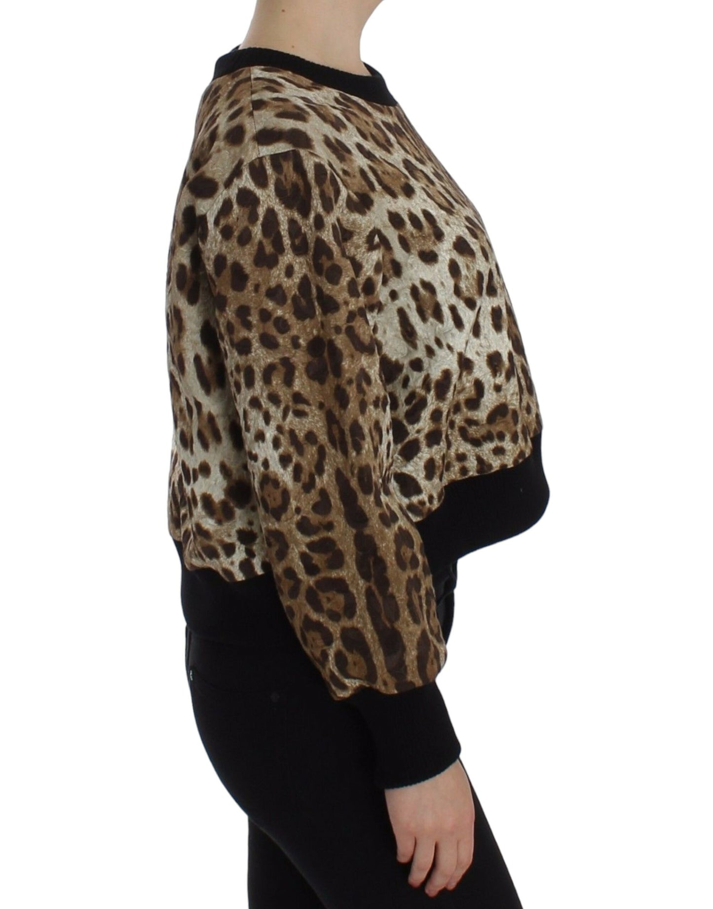 Dolce & Gabbana Elegant Leopard Print Short Sweater Top IT44 | L