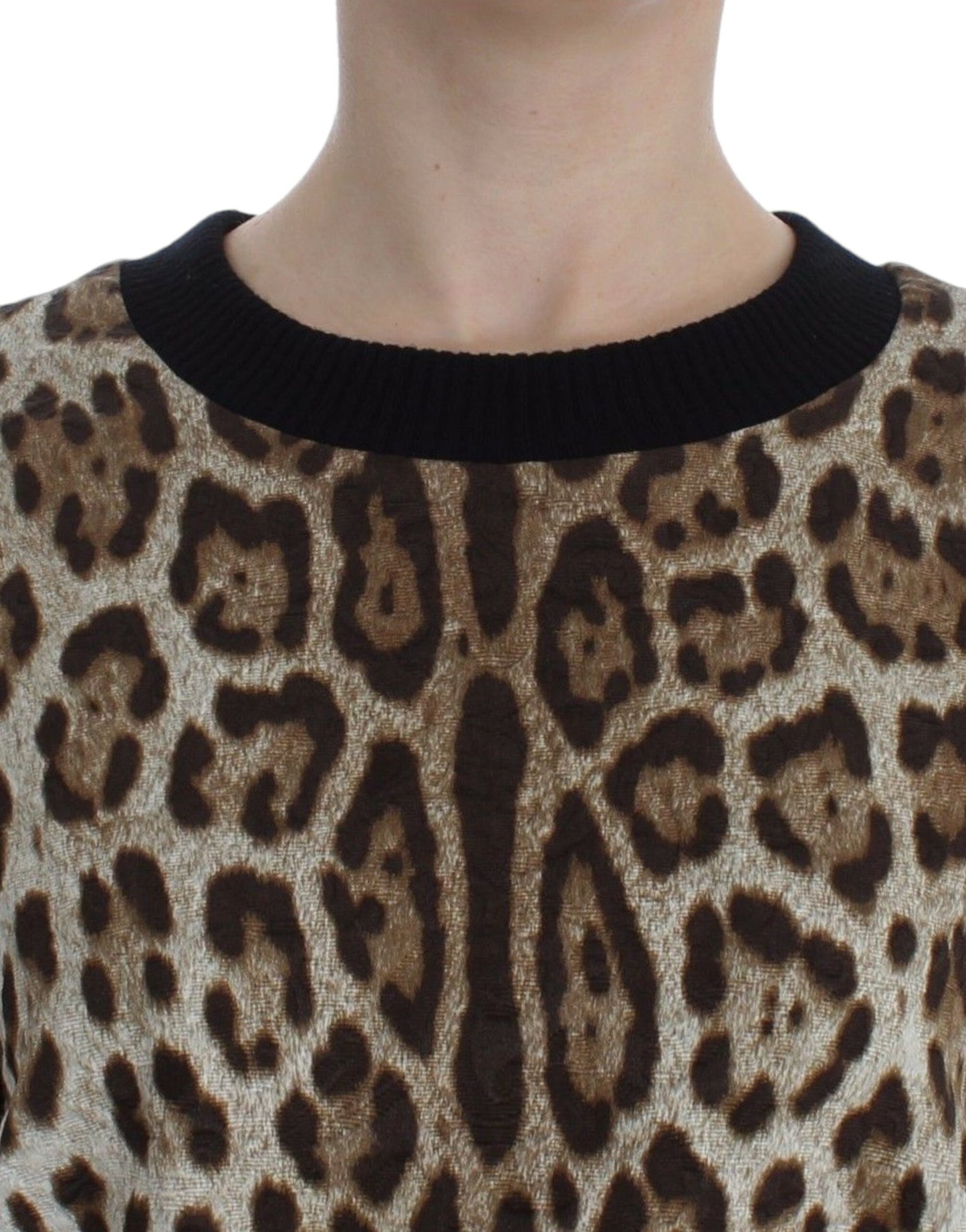 Dolce & Gabbana Elegant Leopard Print Short Sweater Top IT44 | L