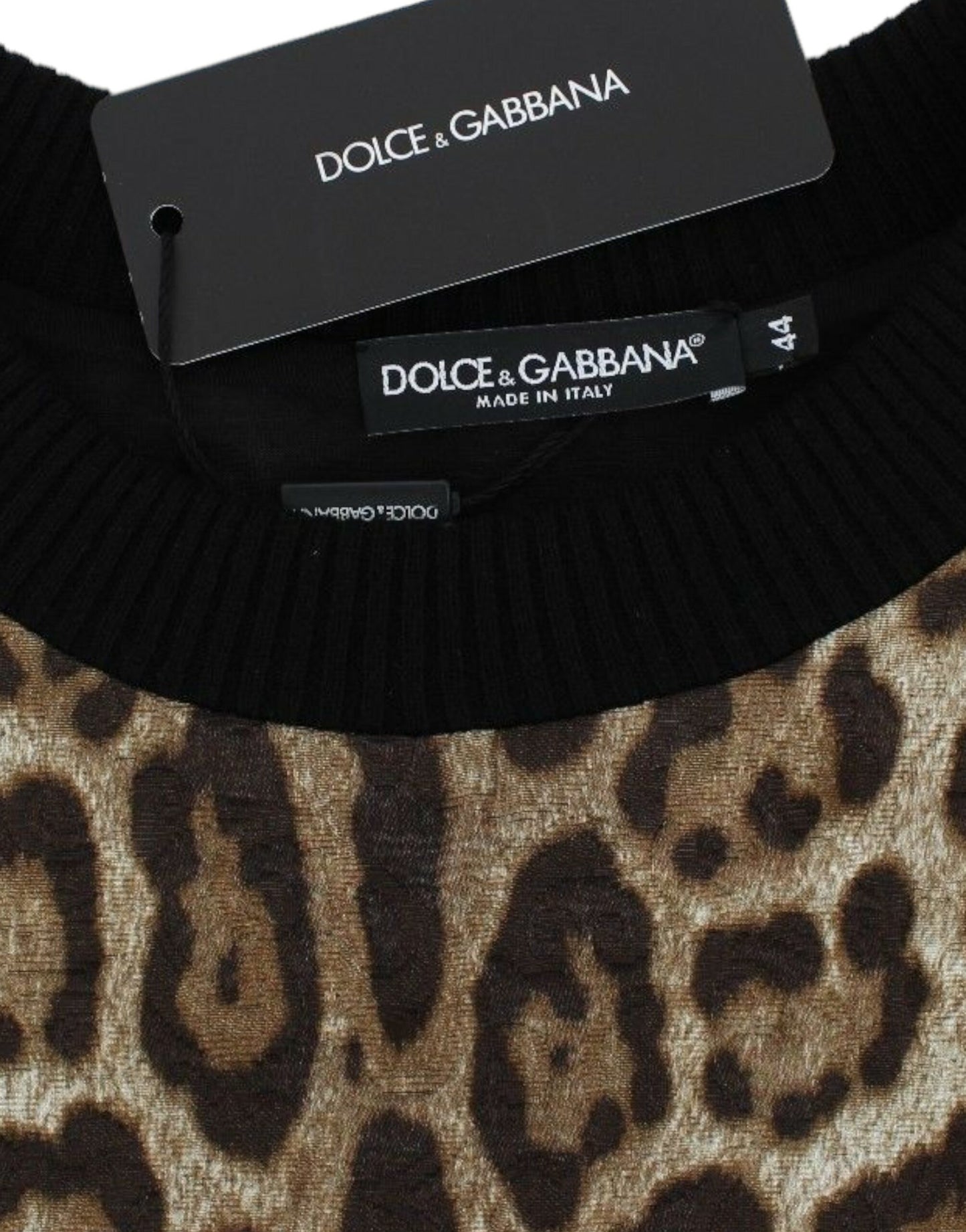 Dolce & Gabbana Elegant Leopard Print Short Sweater Top IT44 | L