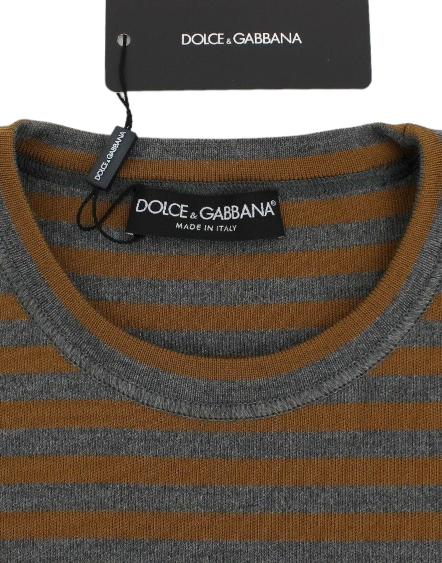 Dolce & Gabbana Yellow & Gray Striped Oversized Sweater IT40 | L