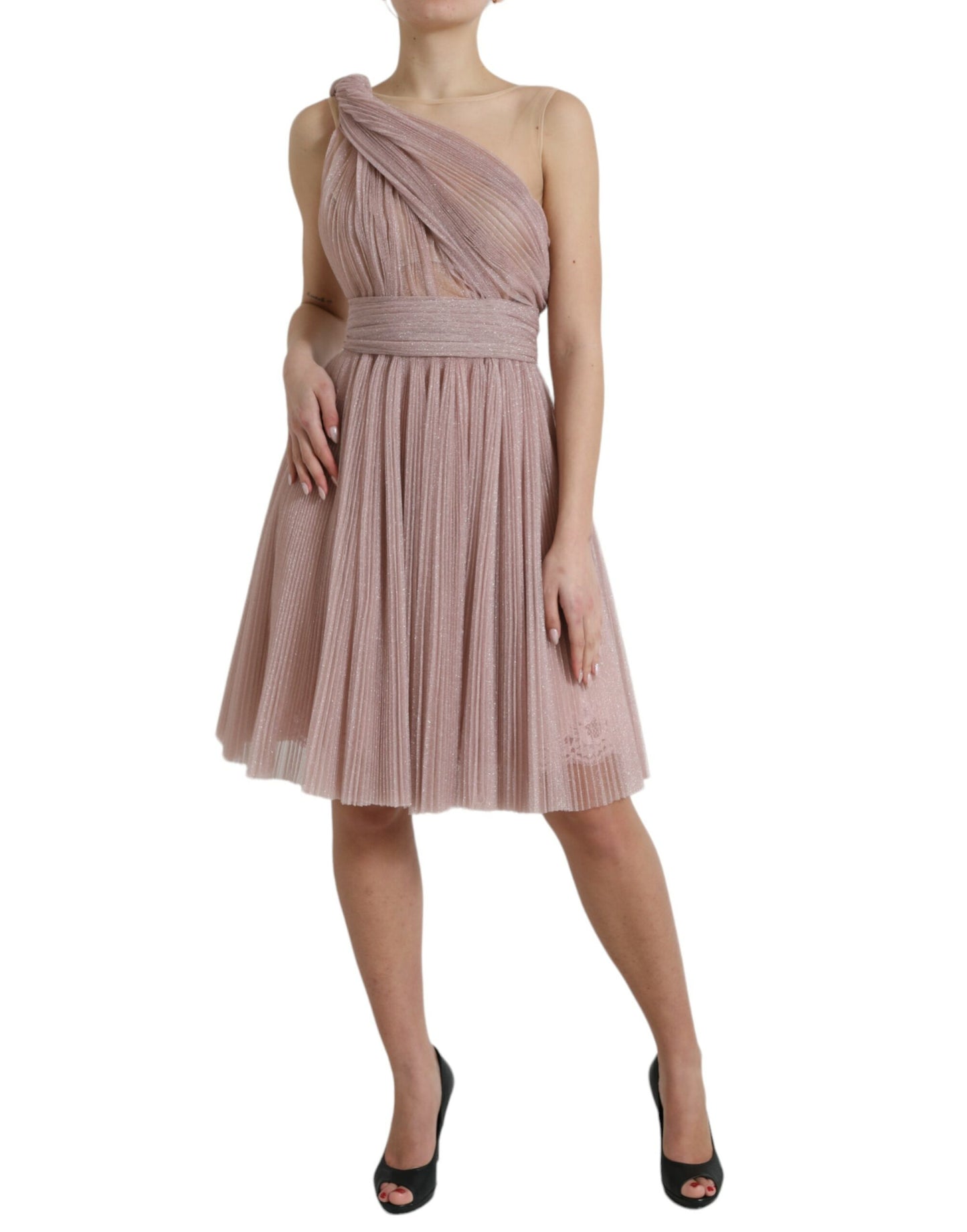 Dolce & Gabbana Elegant Asymmetrical Pink Tulle Dress IT40 / S