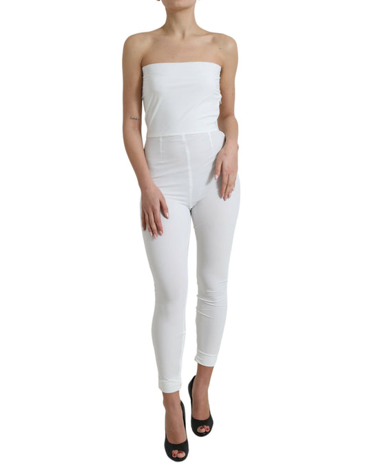 Dolce & Gabbana Elegant White Strapless Jumpsuit Dress IT40 | S