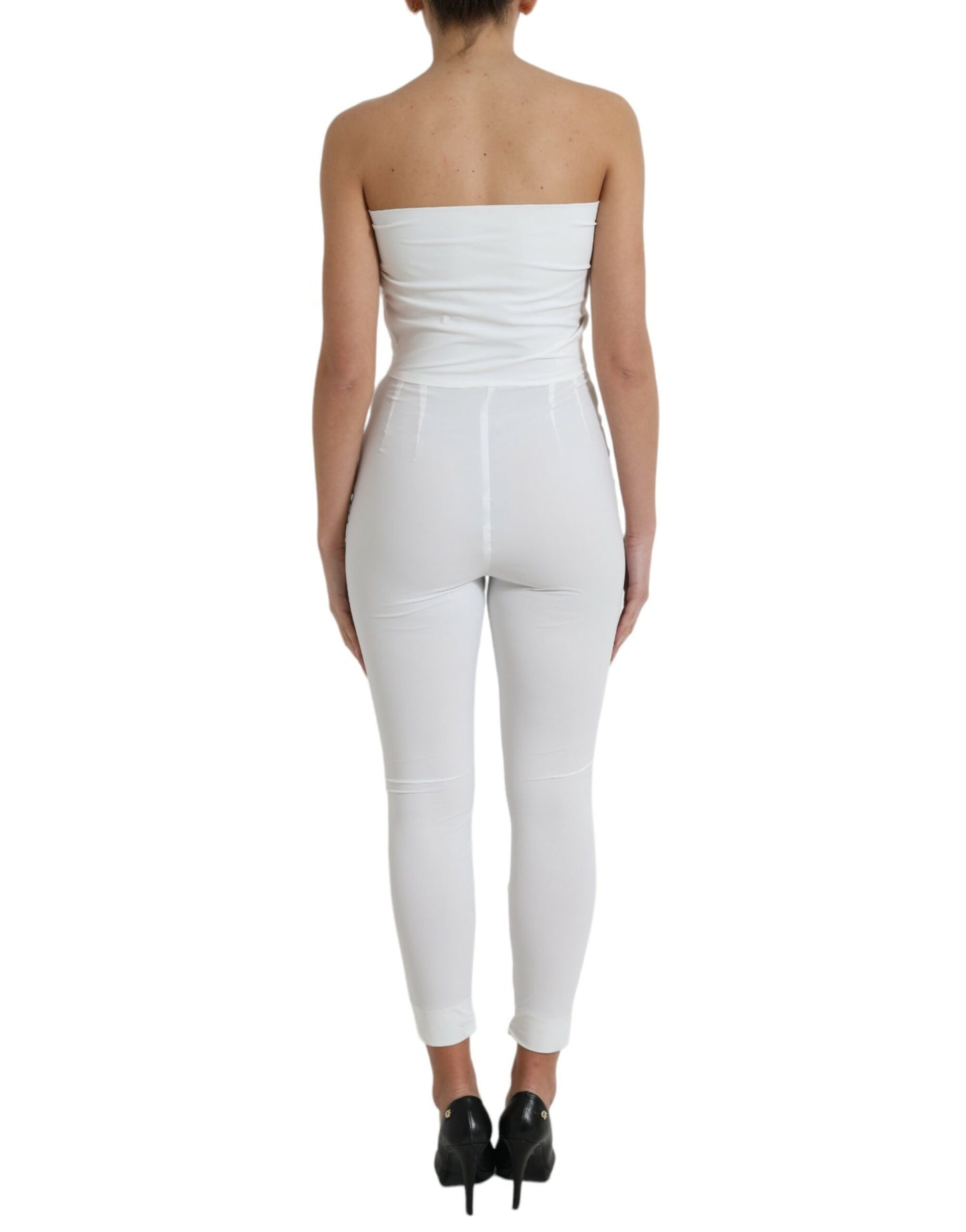 Dolce & Gabbana Elegant White Strapless Jumpsuit Dress IT40 | S