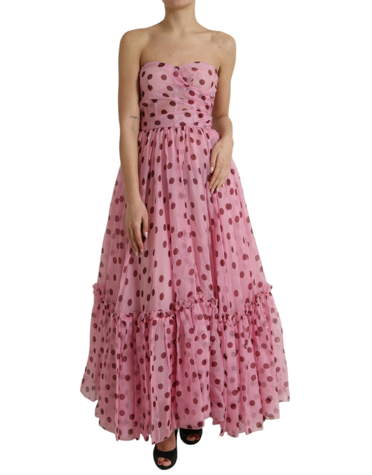 Dolce & Gabbana Chic A-Line Strapless Silk Dress in Pink IT42 / M