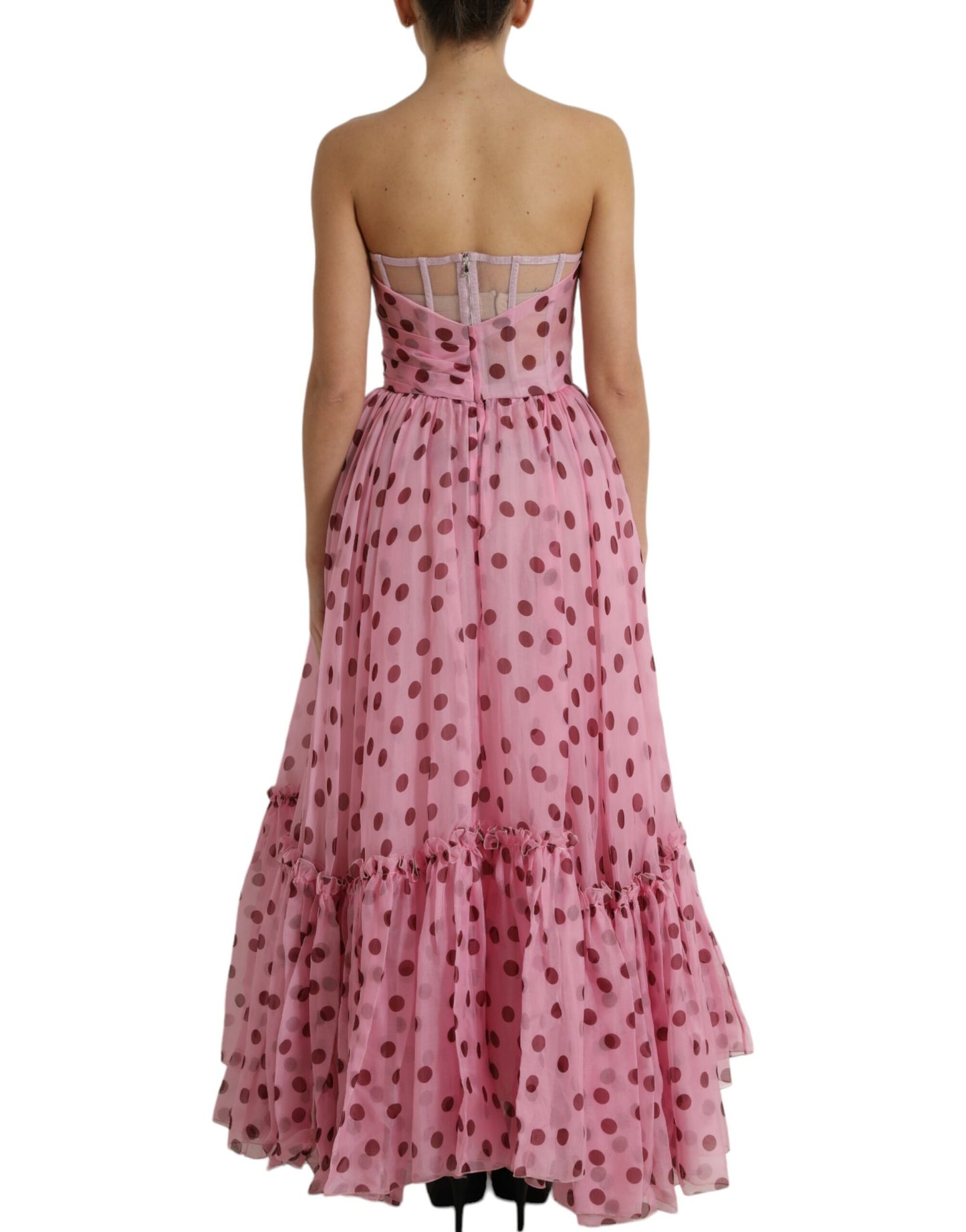 Dolce & Gabbana Chic A-Line Strapless Silk Dress in Pink IT42 / M