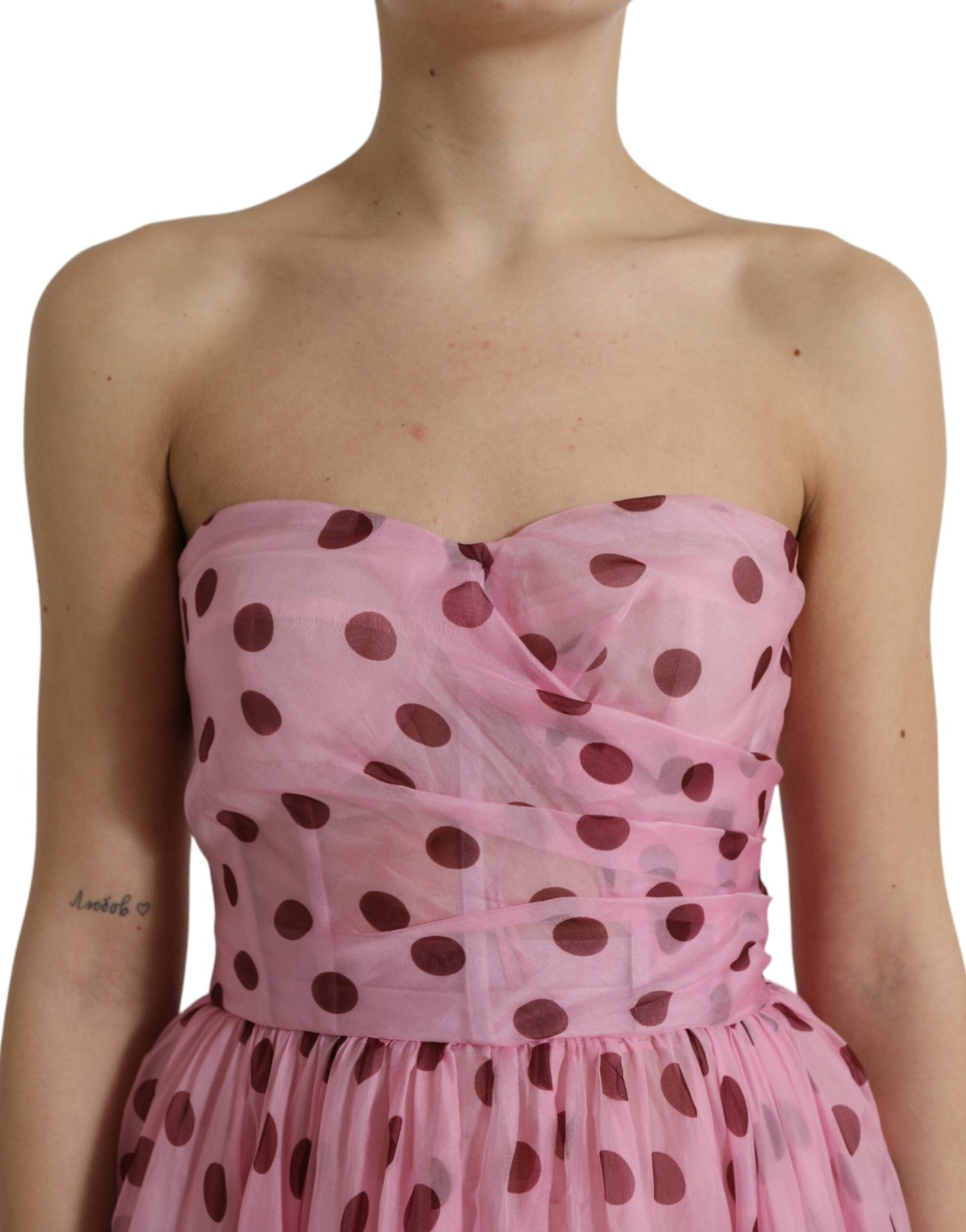 Dolce & Gabbana Chic A-Line Strapless Silk Dress in Pink IT42 / M