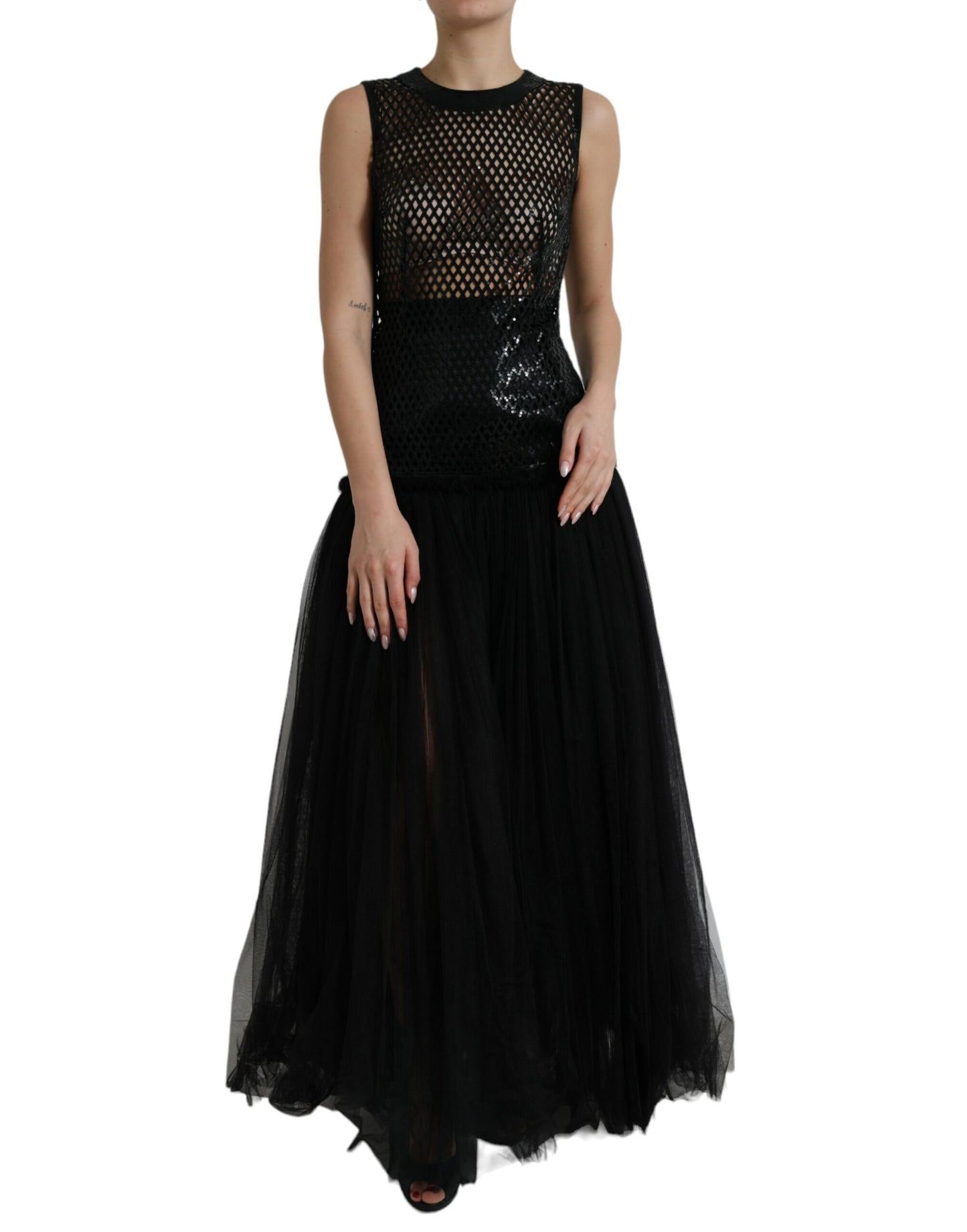 Dolce & Gabbana Elegant Black Sequined Evening Dress IT36 / XXS