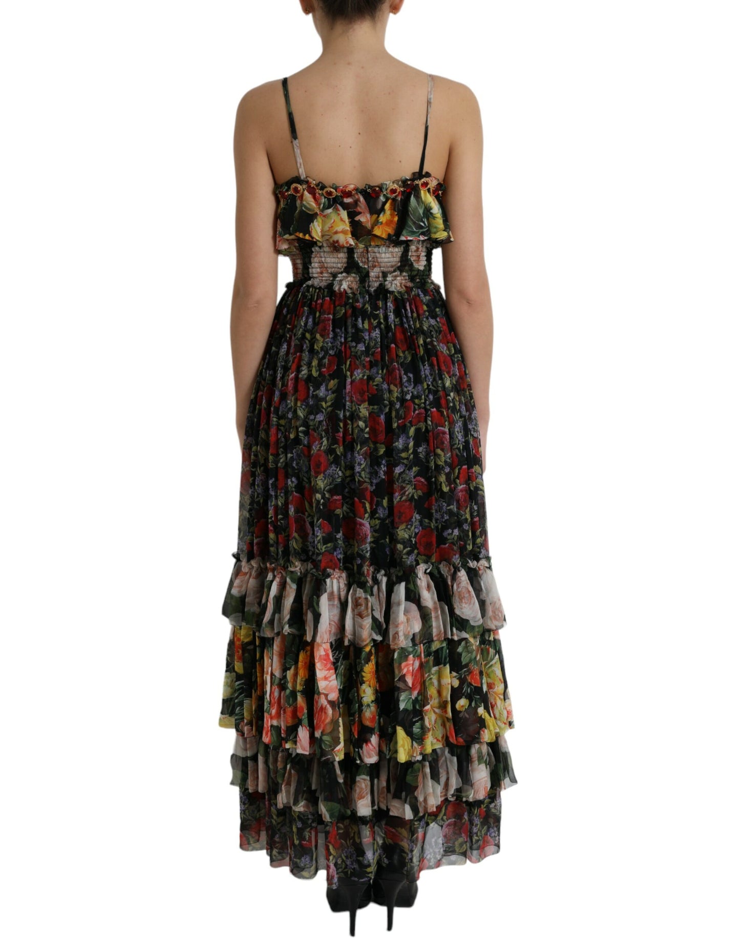 Dolce & Gabbana Vibrant Silk Floral Maxi Dress IT40 | S