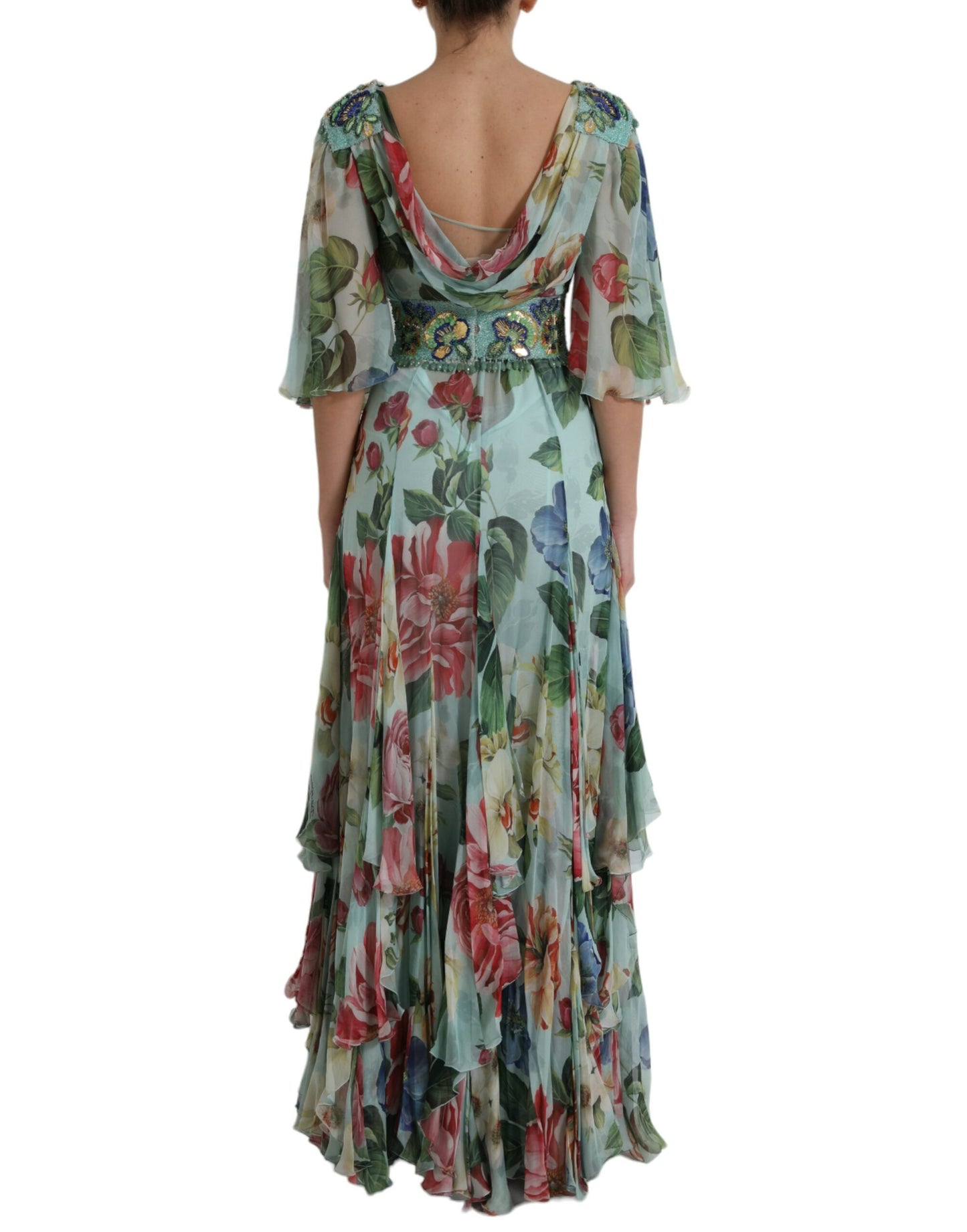 Dolce & Gabbana Elegant Floral Silk Long Dress IT36 / XXS