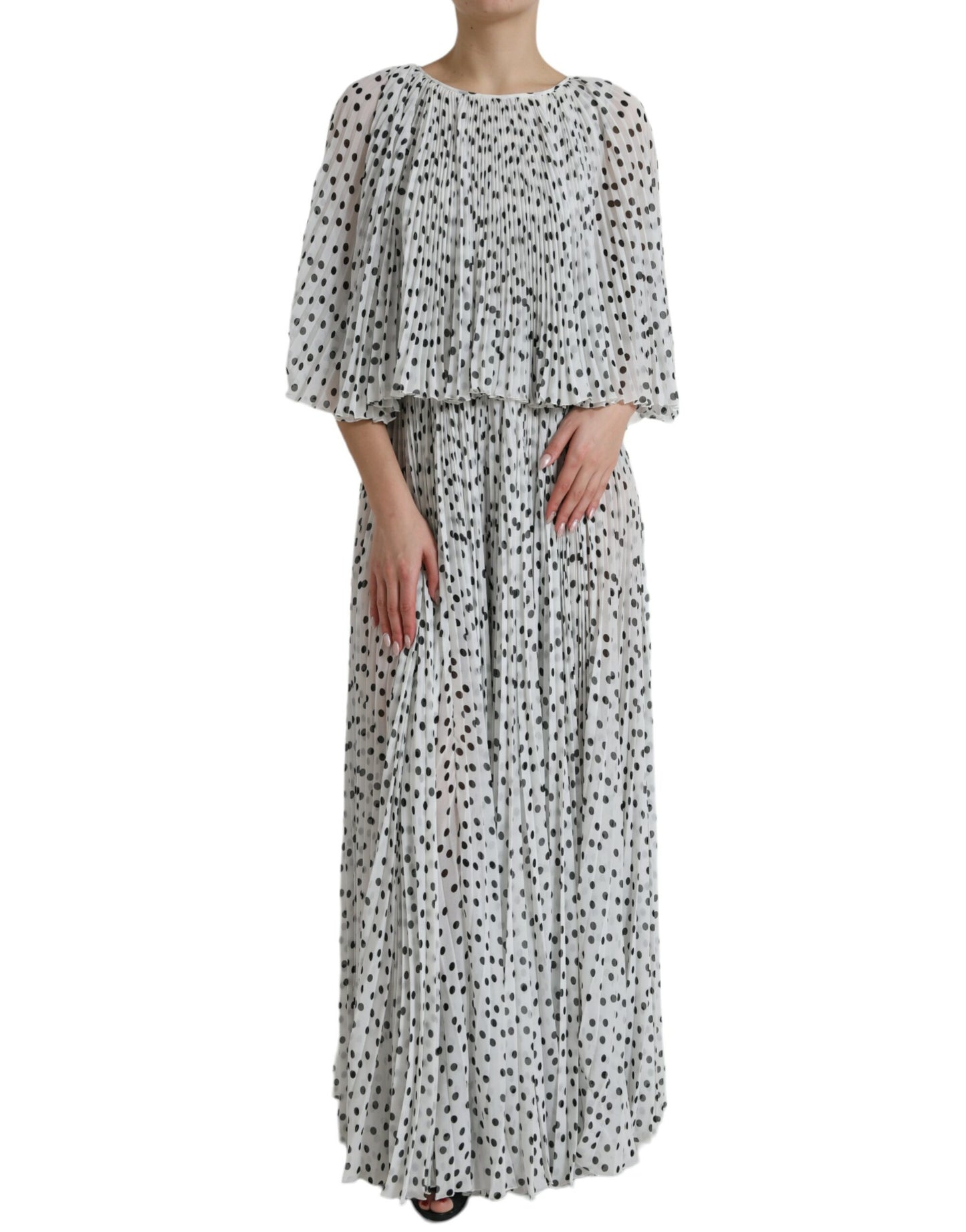 Dolce & Gabbana Elegant Polka Dots Maxi Dress IT40 | S