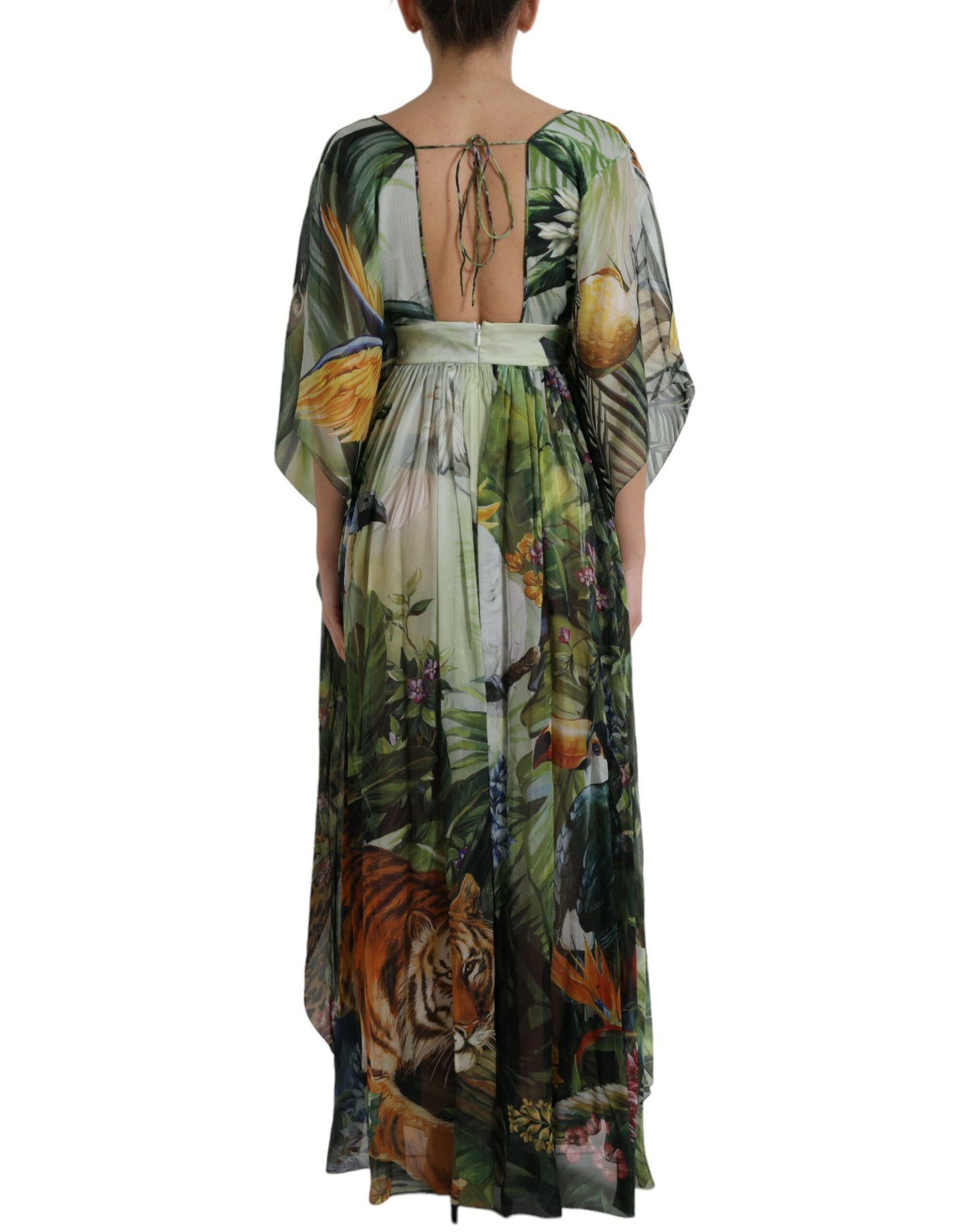 Dolce & Gabbana Elegant Jungle Print Maxi Silk Dress IT36 / XXS