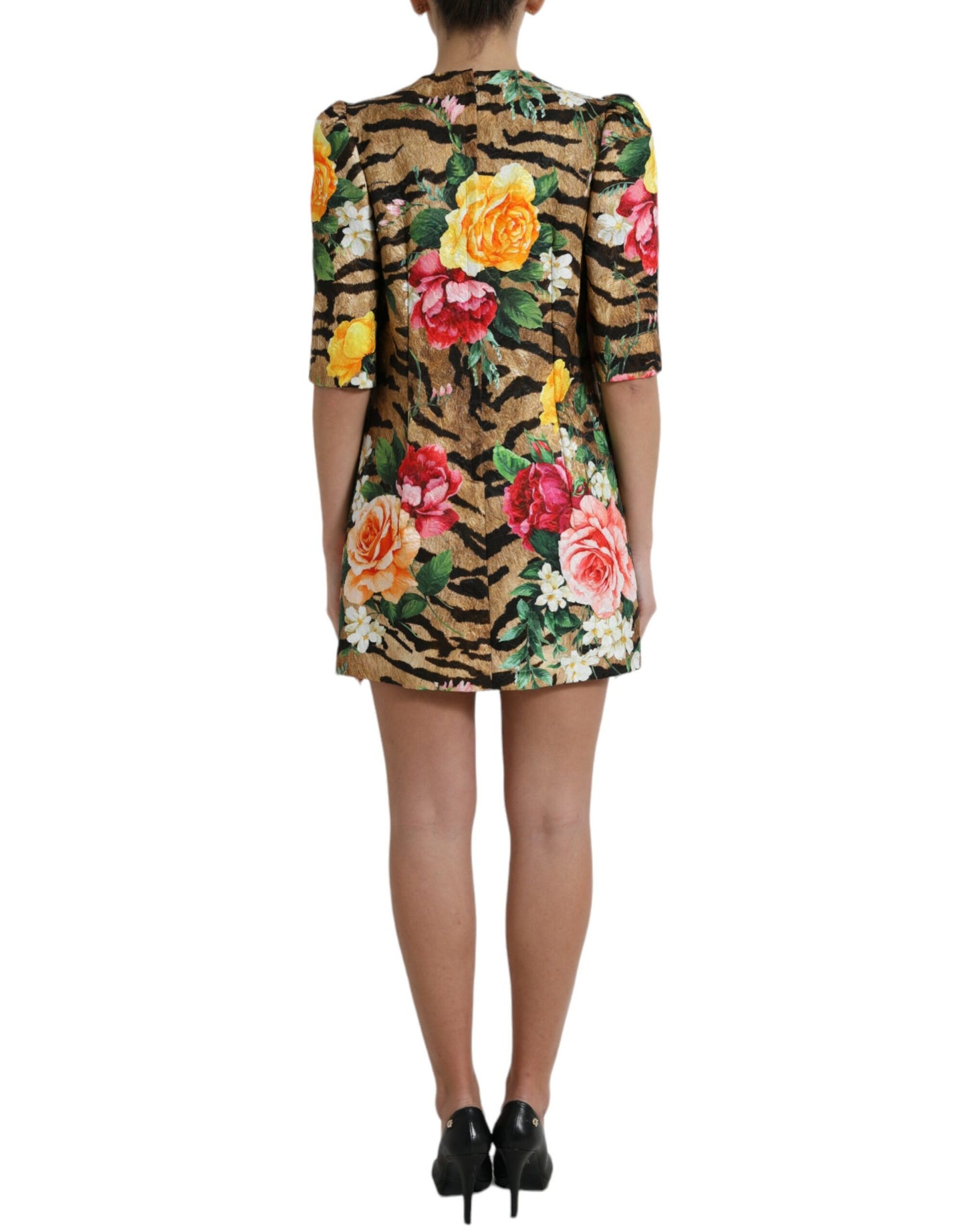 Dolce & Gabbana Animal & Floral Print Mini Shift Dress IT40/S