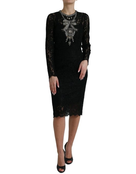 Dolce & Gabbana Elegant Crystal-Embellished Sheath Dress IT42 / M